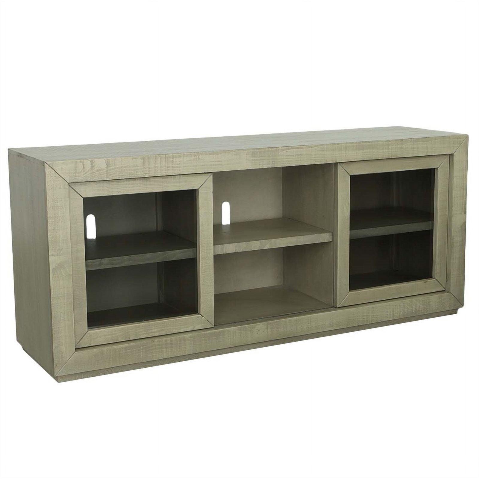 Palisades 74'' Gray-Beige Pine Wood Media Console