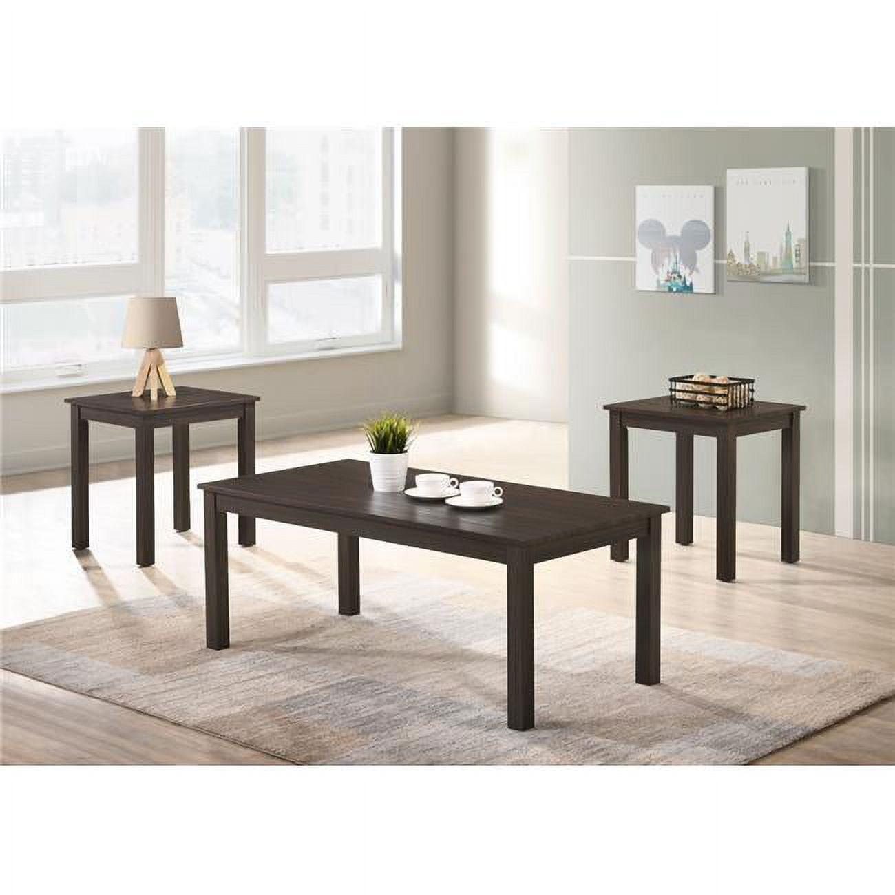 Phillip 3-Piece Brown Rubberwood Rectangular Cocktail and End Tables Set