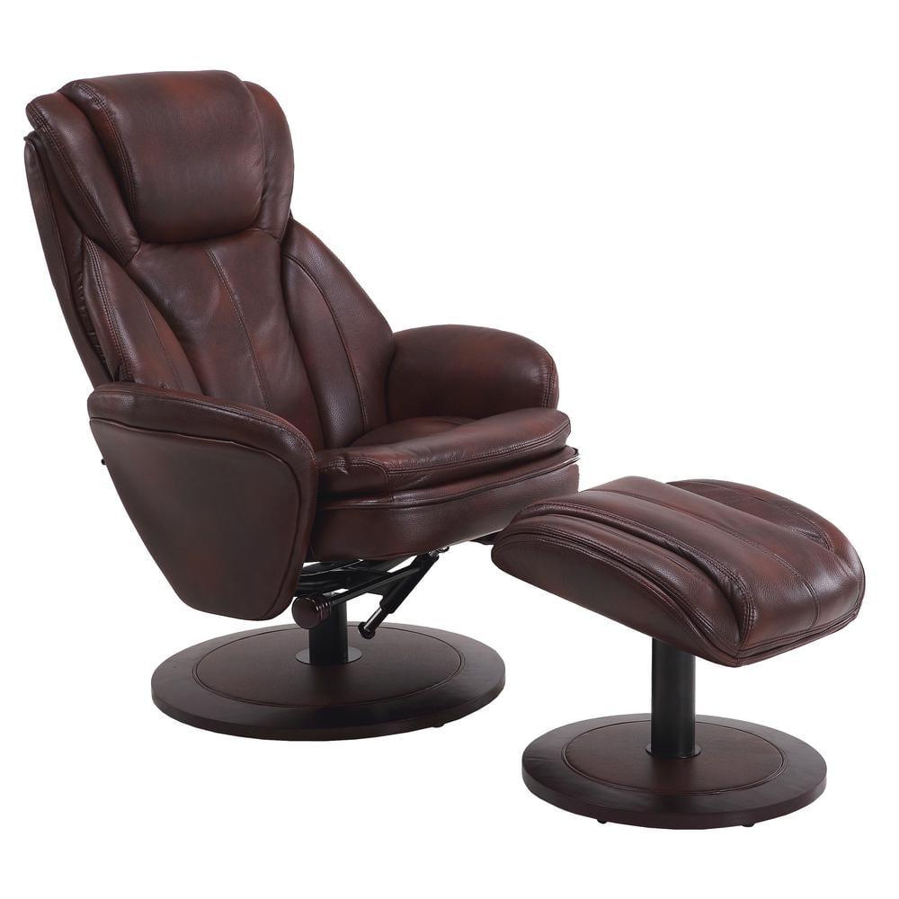 Whisky Air Leather Swivel Recliner with Ottoman