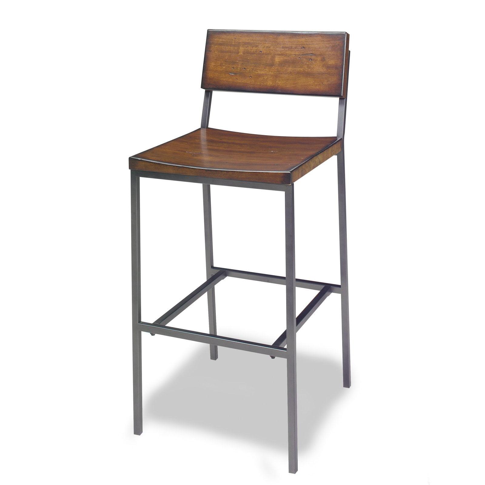 Industrial Saddle Style 30" Bar Stool in Java Pine and Gunmetal