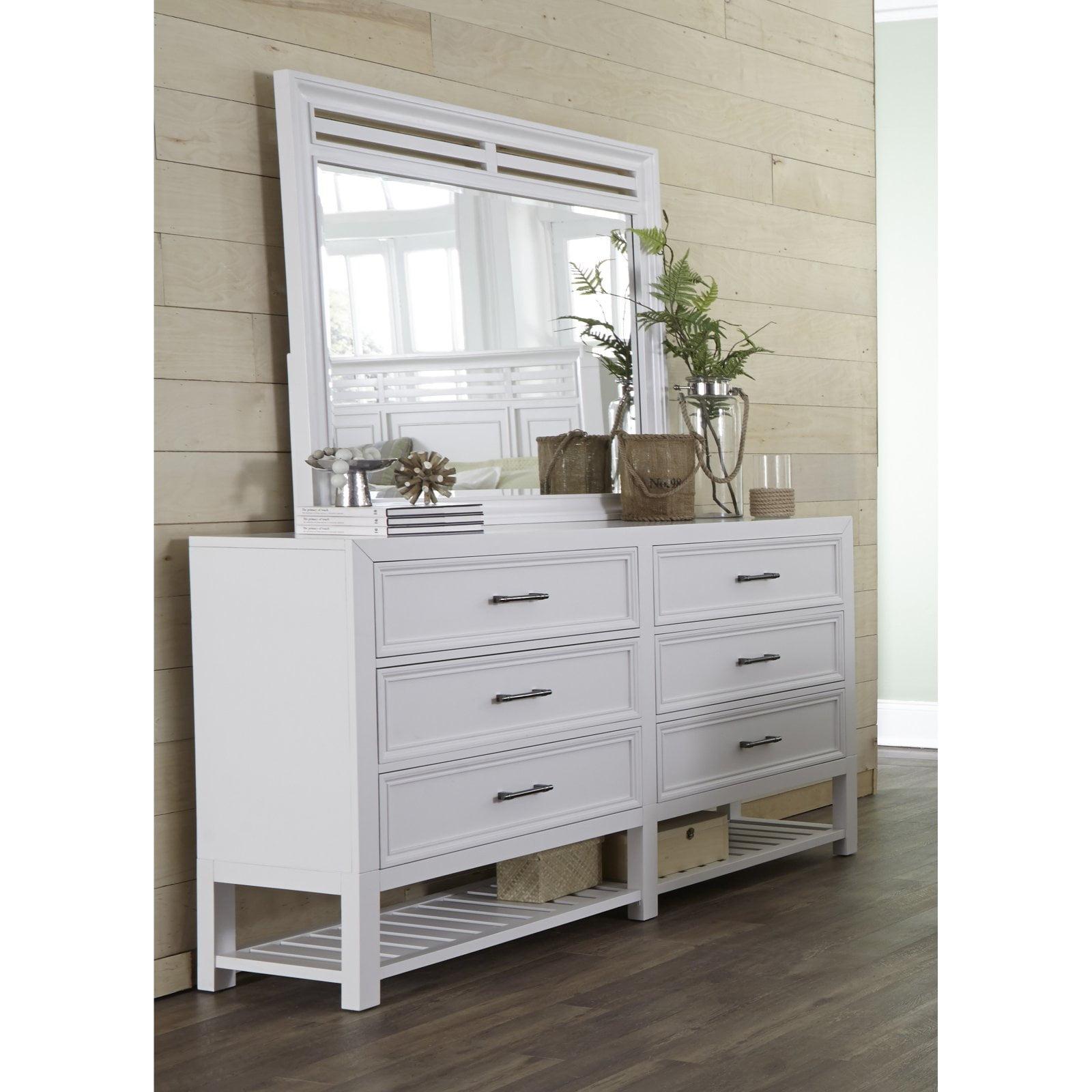 White Contemporary 6-Drawer Dresser with Soft Close