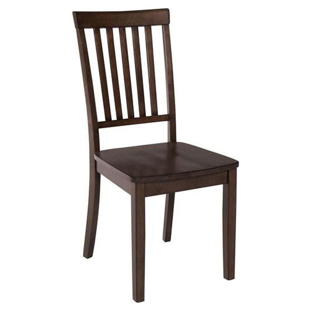 Brown Wood Slat-Back Parsons Side Chair