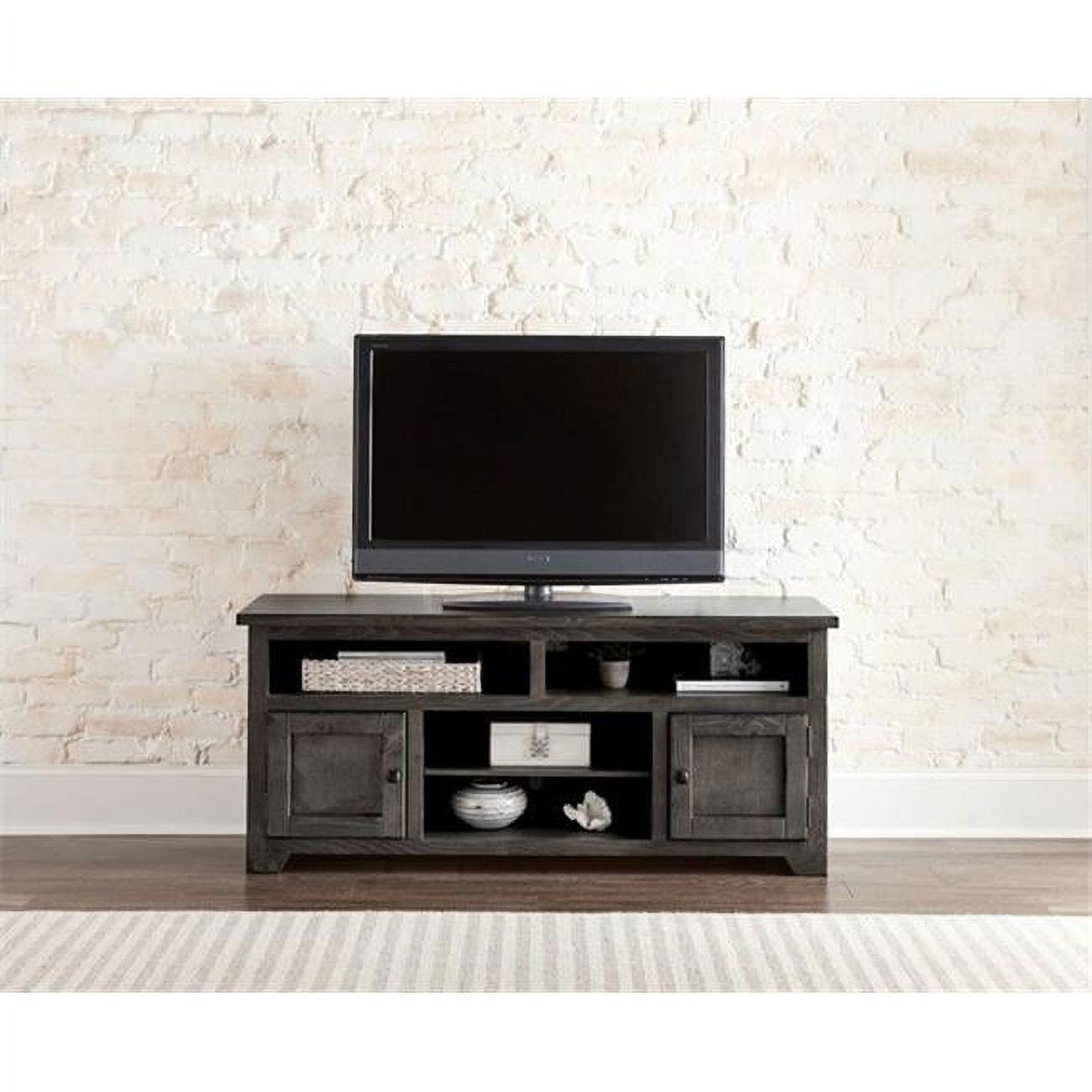 Storm Gray 60 Inch Wood TV Console with Cabinets