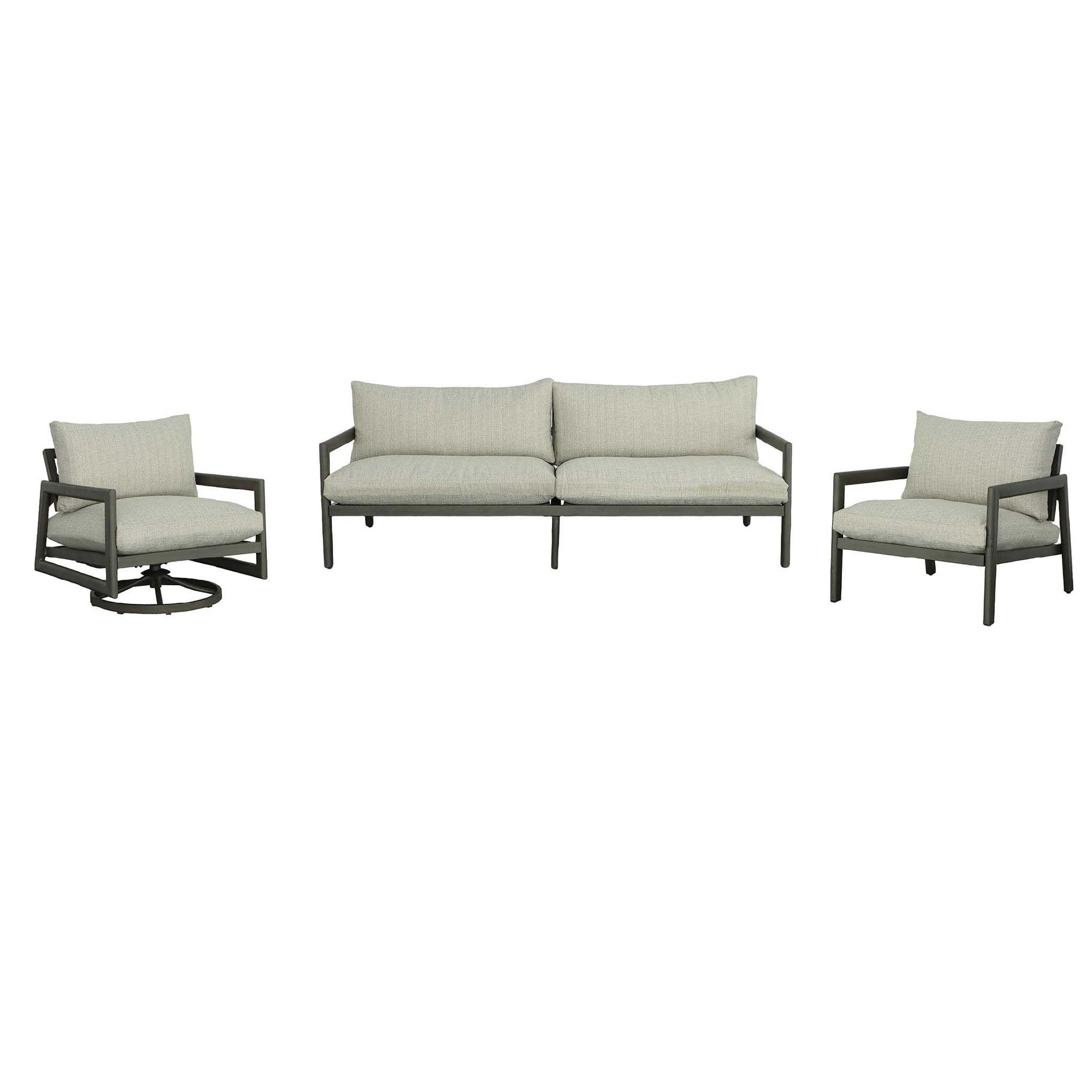 Sunset Gray Aluminum Outdoor Seating Set with Cushions