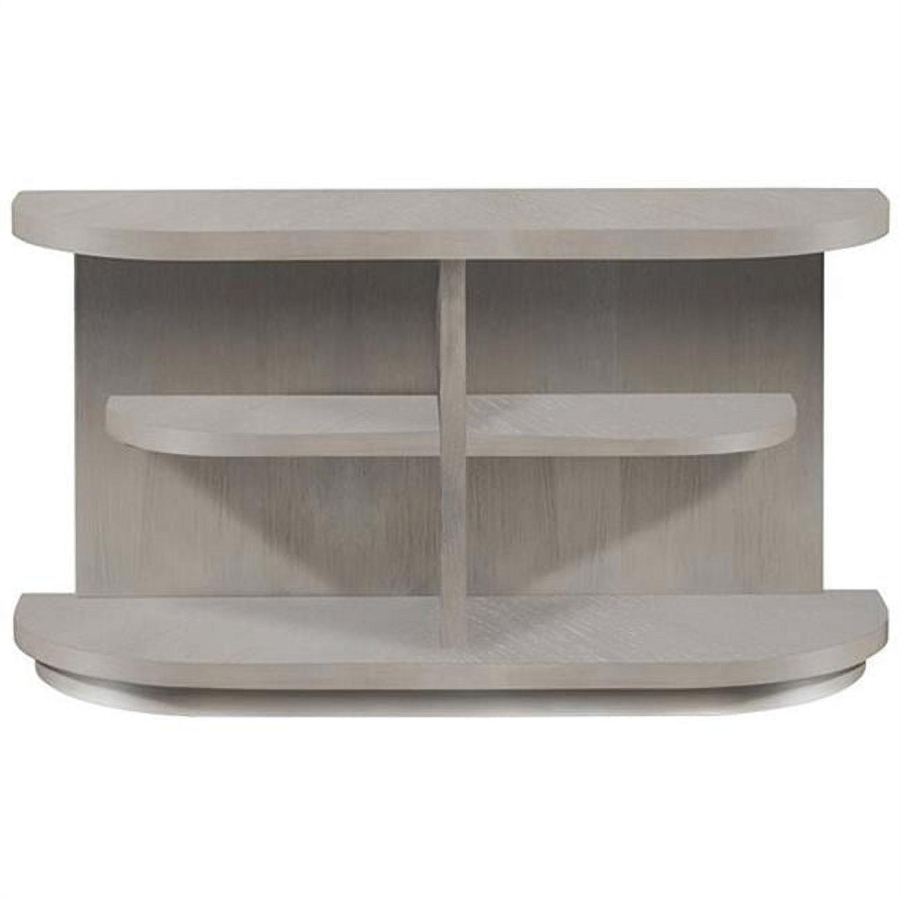 Pearlized Gray Wood Console Table with Open Shelving