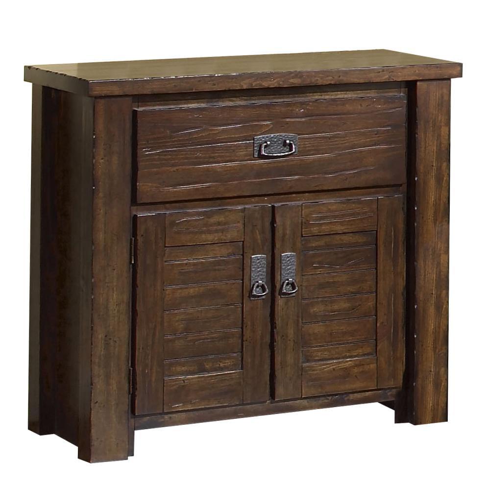 Progressive Furniture Trestlewood Wood Nightstand in Mesquite Pine Brown