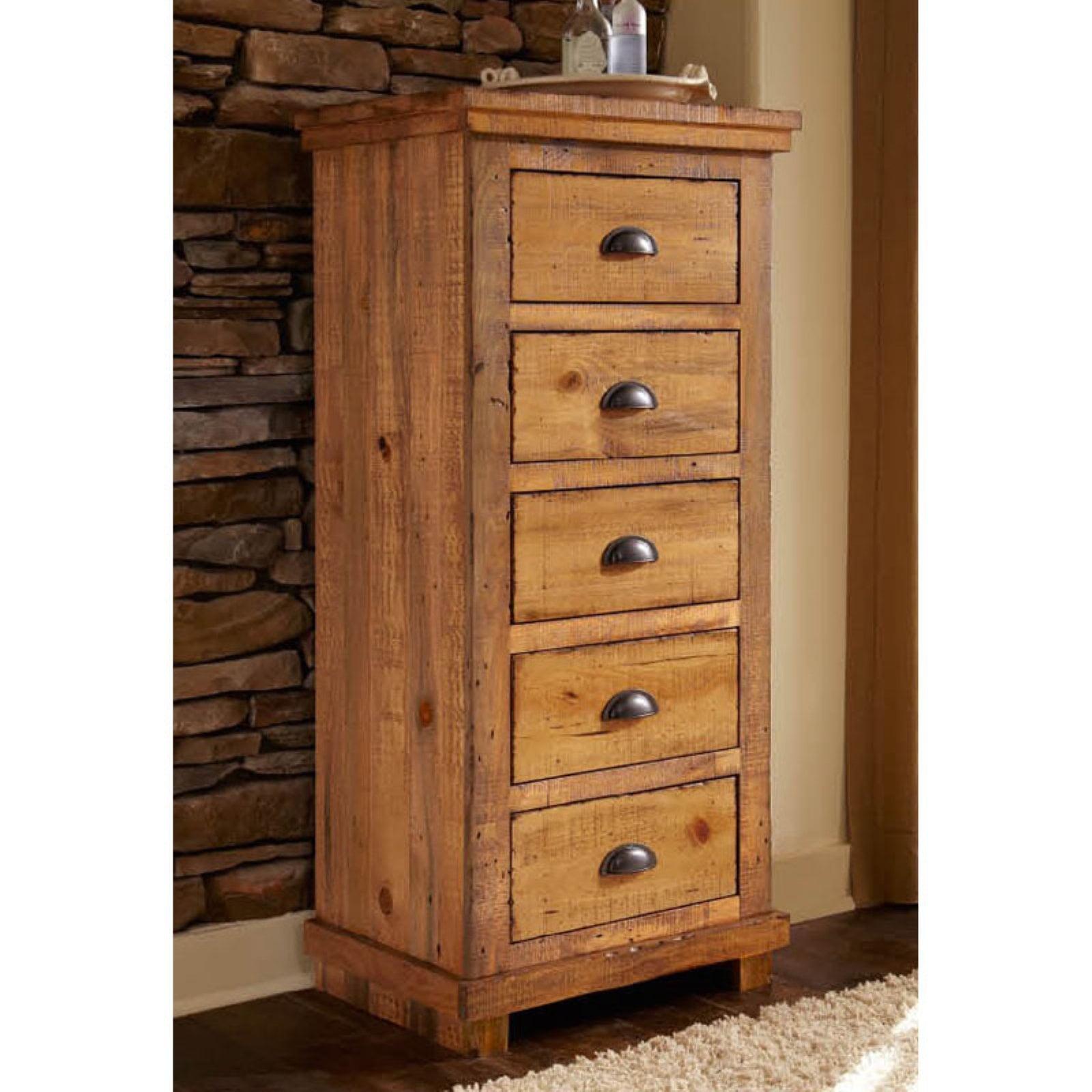 Rustic Farmhouse Distressed Pine 5-Drawer Lingerie Chest