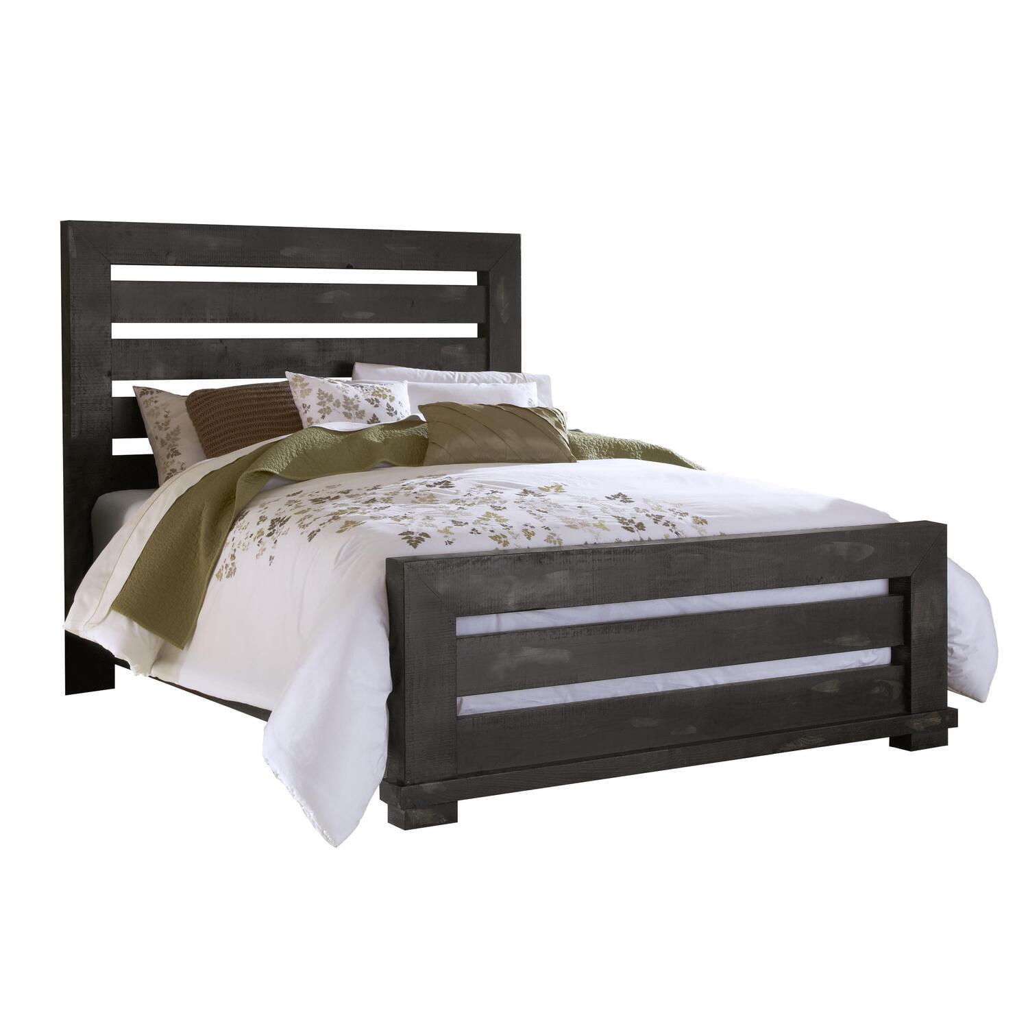 Distressed Black Solid Pine King Slat Headboard