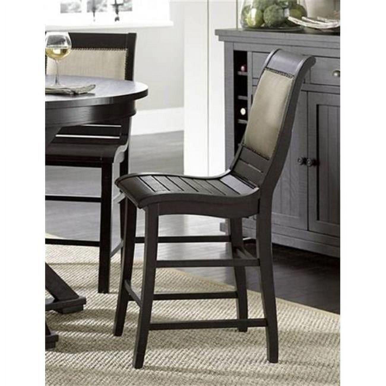 Progressive Furniture Willow Set of 2 Wood Counter Height Chairs in Black