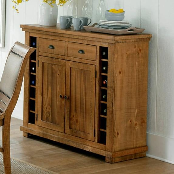 Progressive Furniture Willow Wood Wine Rack Server in Distressed Pine