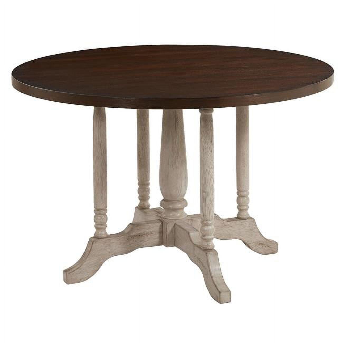 Gingerbread Brown and White Round Wood Dining Table