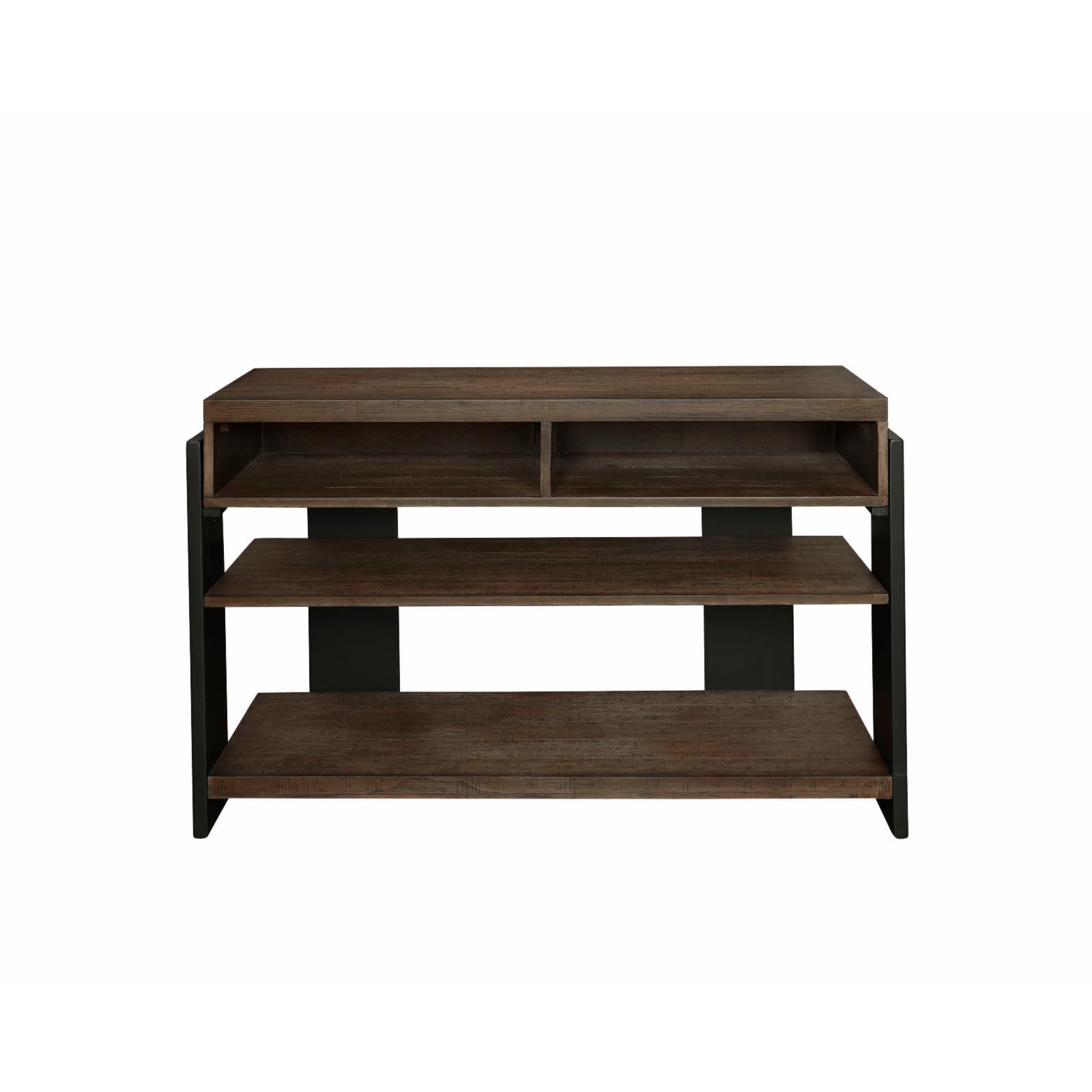 Transitional Black and Brown Rectangular Console Table with Storage