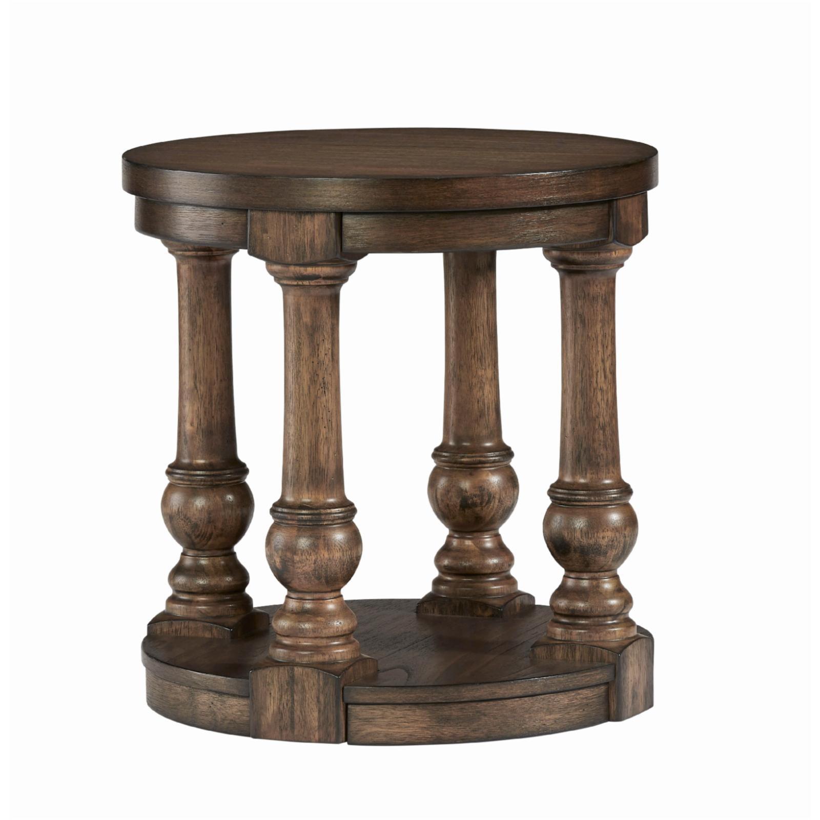 Traditional Cognac Brown 24" Round Wood End Table