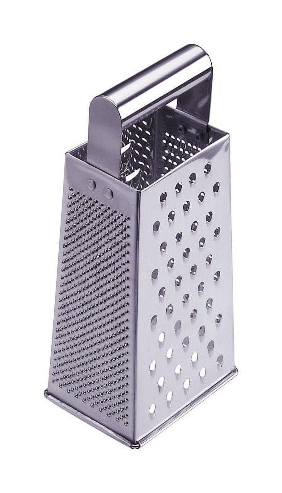 Silver Stainless Steel 4-Sided Box Grater with Handle