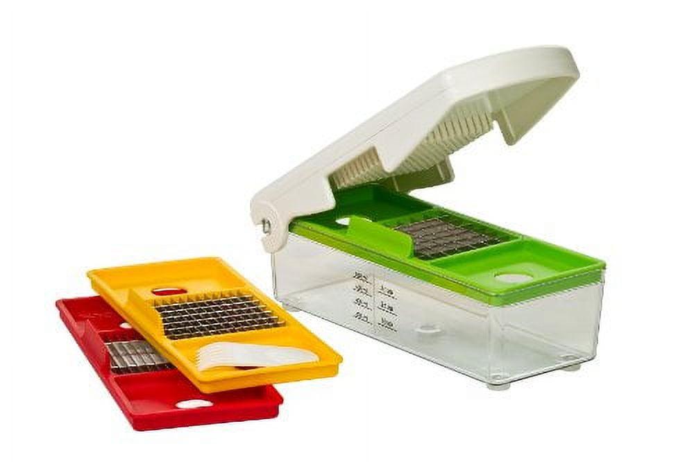 Prepworks Fruit and Vegetable Chopper: Manual Food Chopper, 3 Blades, Dishwasher-Safe, ABS & Stainless Steel, Red/Green/Yellow