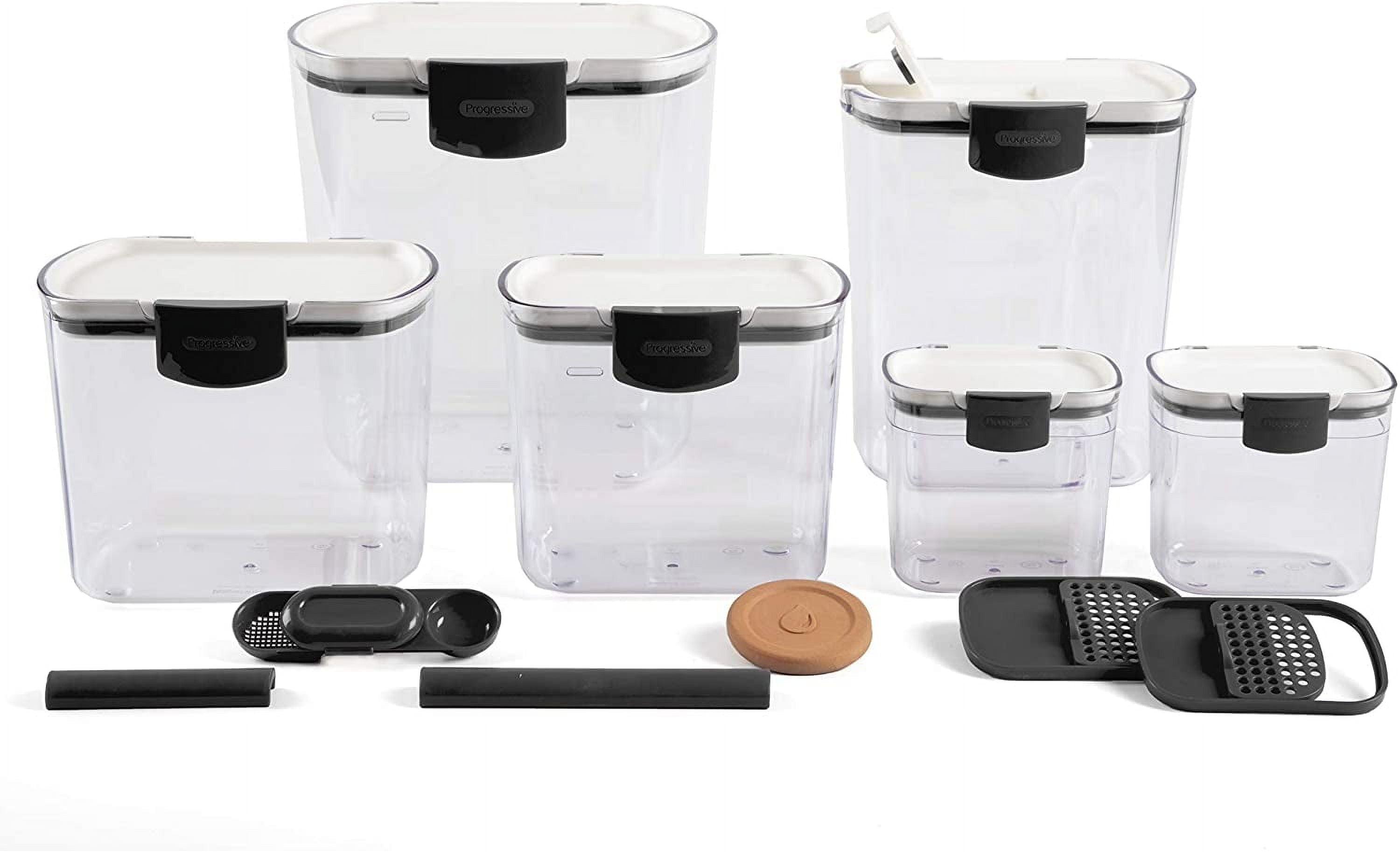 Black Plastic Airtight Kitchen Storage Canister Set, 6-Piece