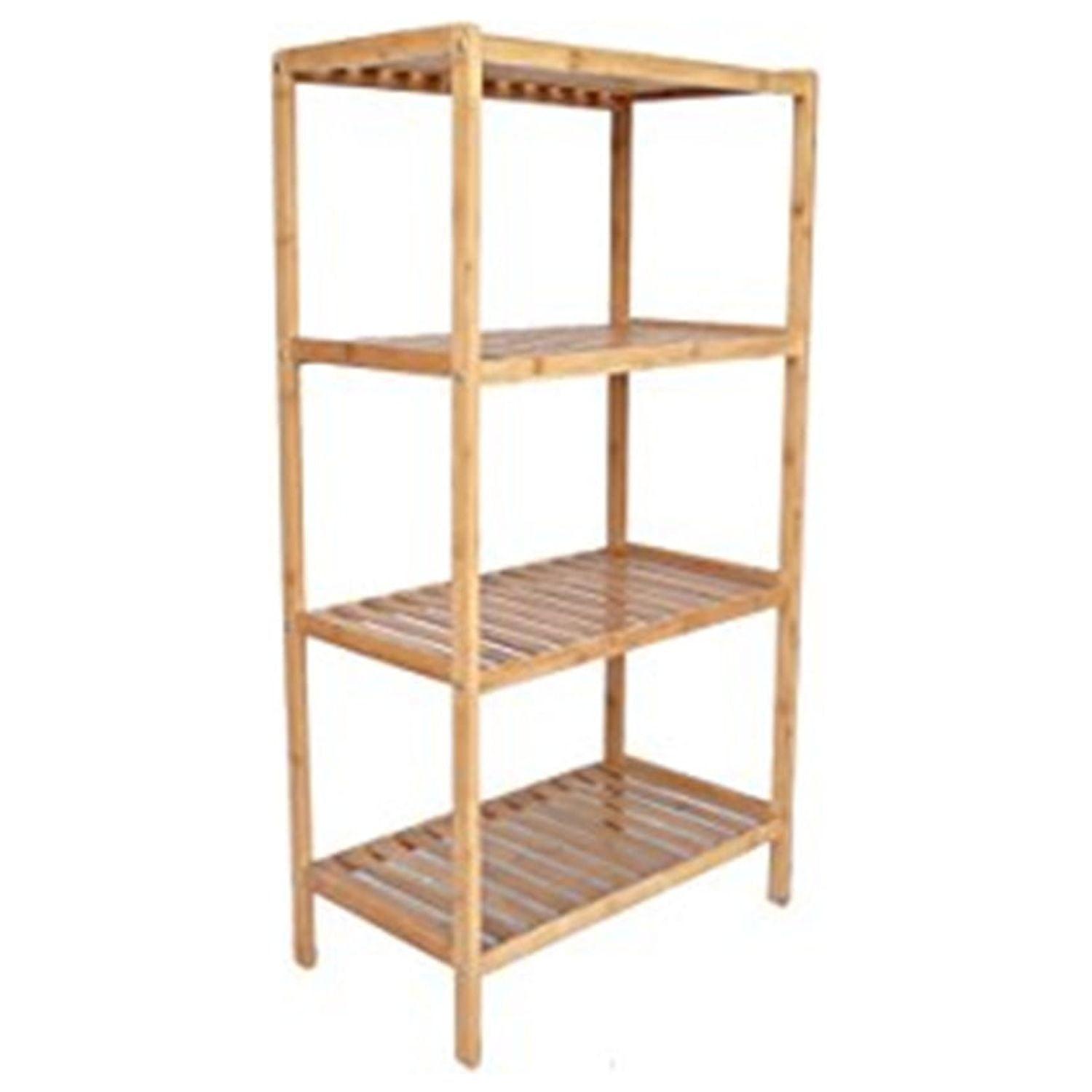 Natural Bamboo 4-Tier Open Shelf Bookcase