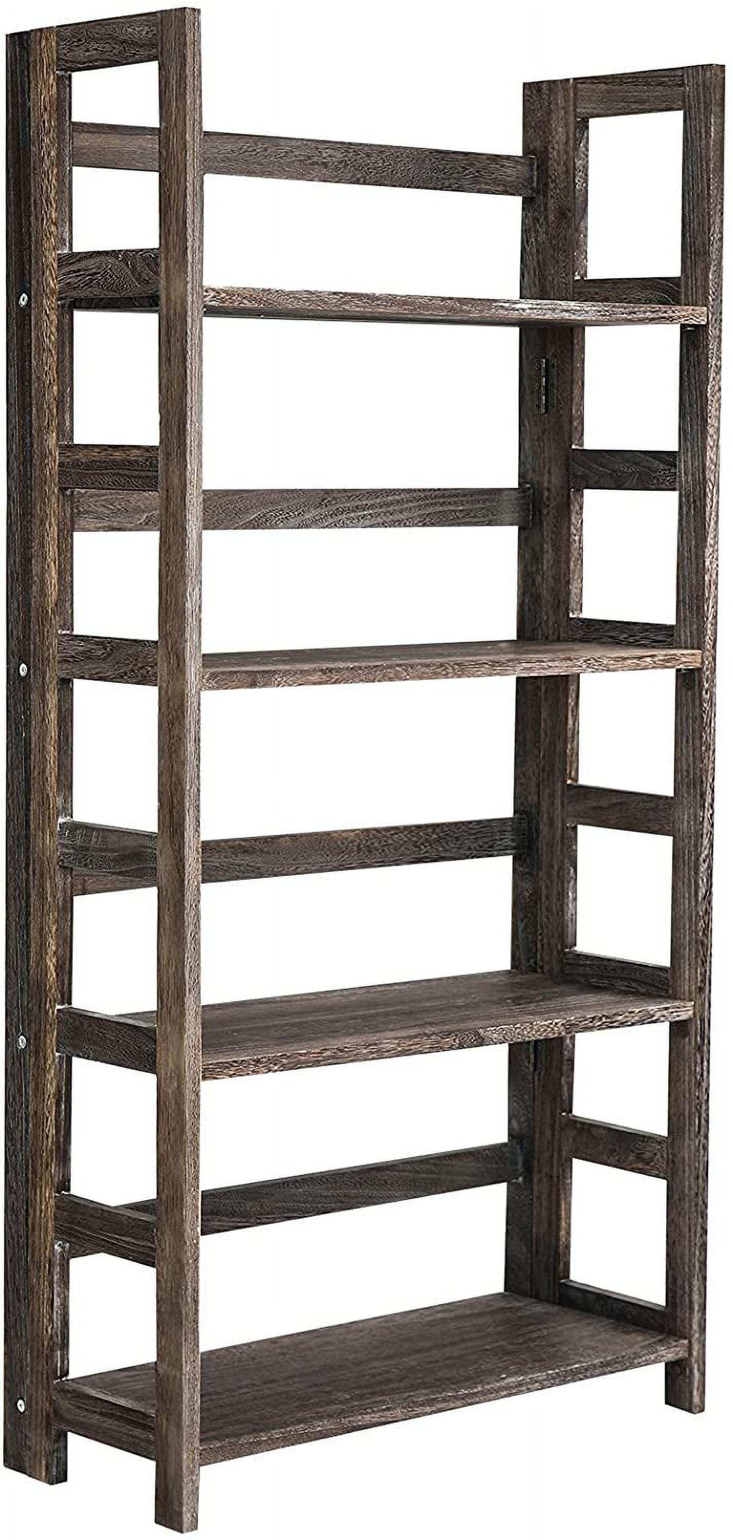 Walnut 48" Freestanding 4-Tier Folding Bookshelf