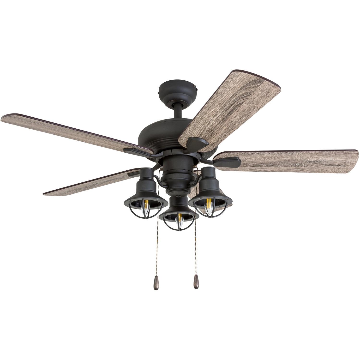 Piercy 42-Inch Bronze Ceiling Fan with LED Lantern Lights