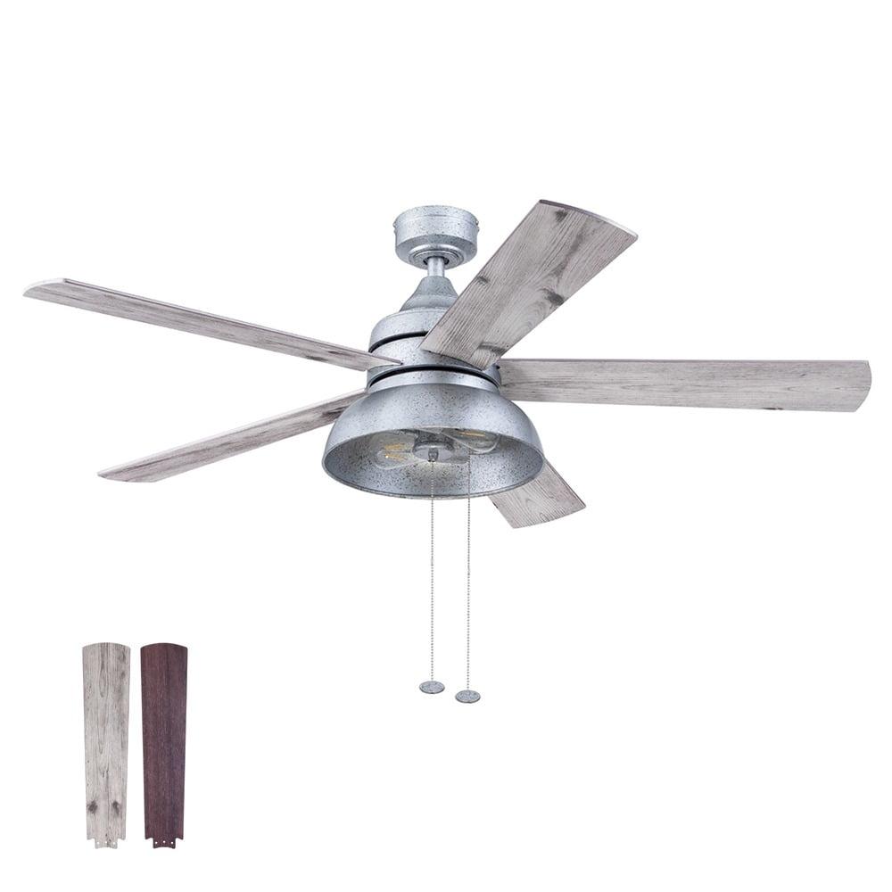 Prominence Home 51660-45 Brightondale Ventilador de Techo LED para Interiores y Exteriores de Estilo Industrial de 52 Pulgadas con Luz - Galvanizado