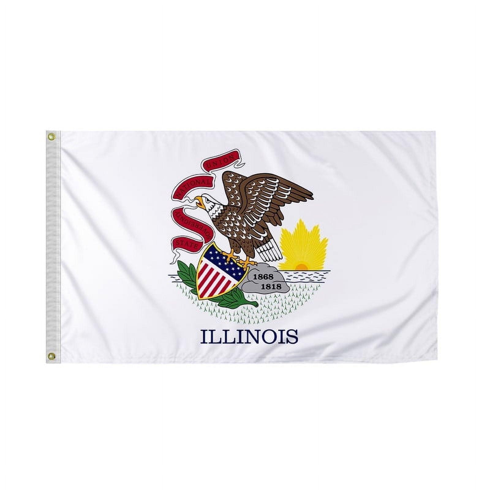 A.G.A.S 3x5ft Polyester Illinois State Outdoor Flag with Iron Grommets