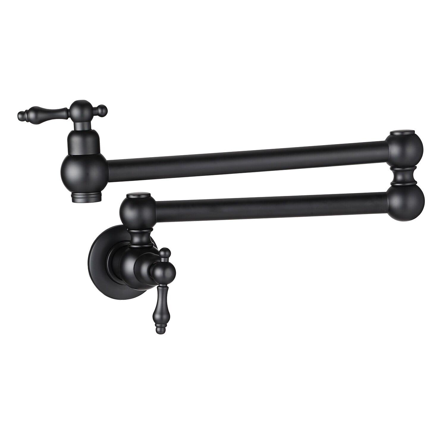 Matte Black Wall-Mounted Dual Handle Pot Filler Faucet