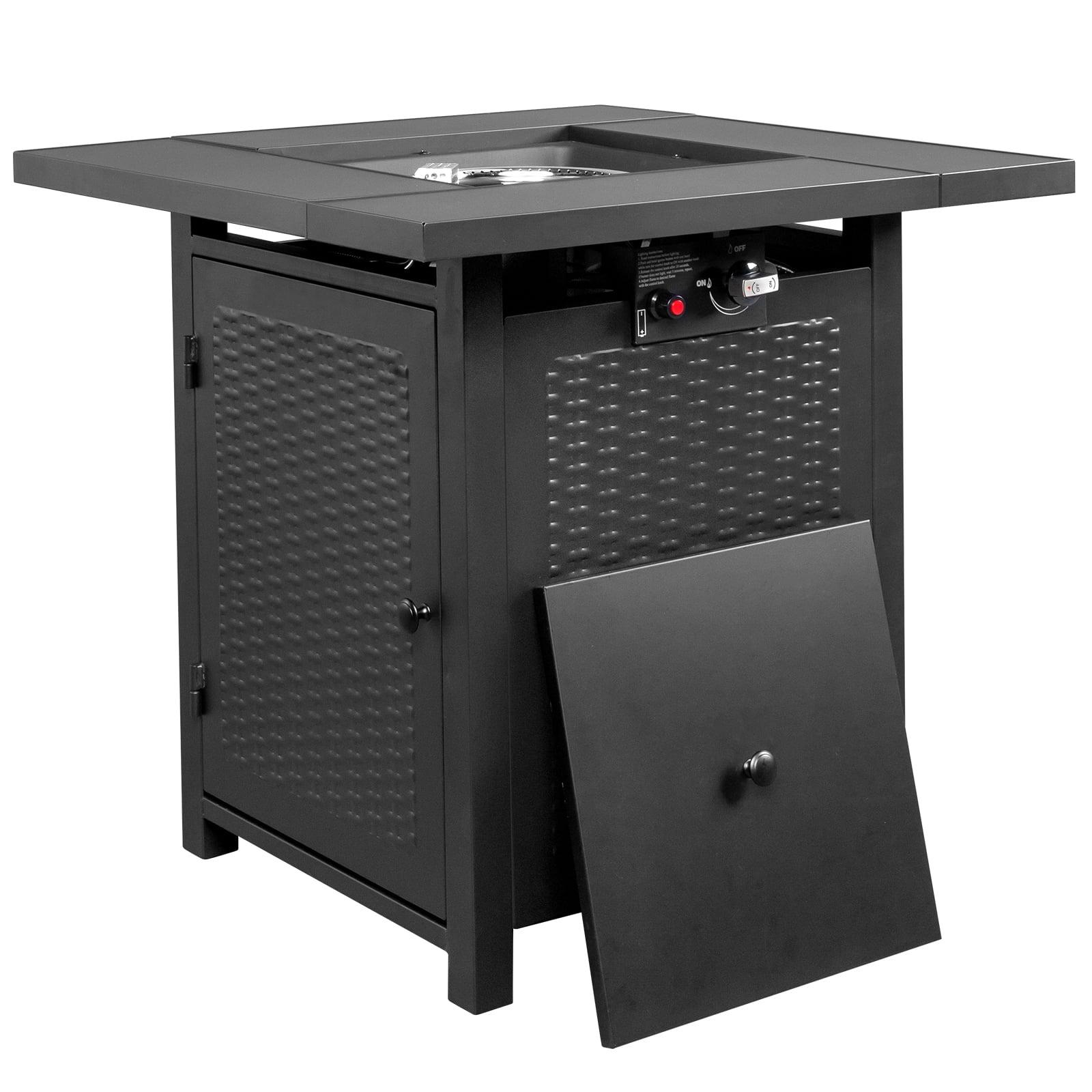 28-Inch Black Stainless Steel Gas Fire Pit Table