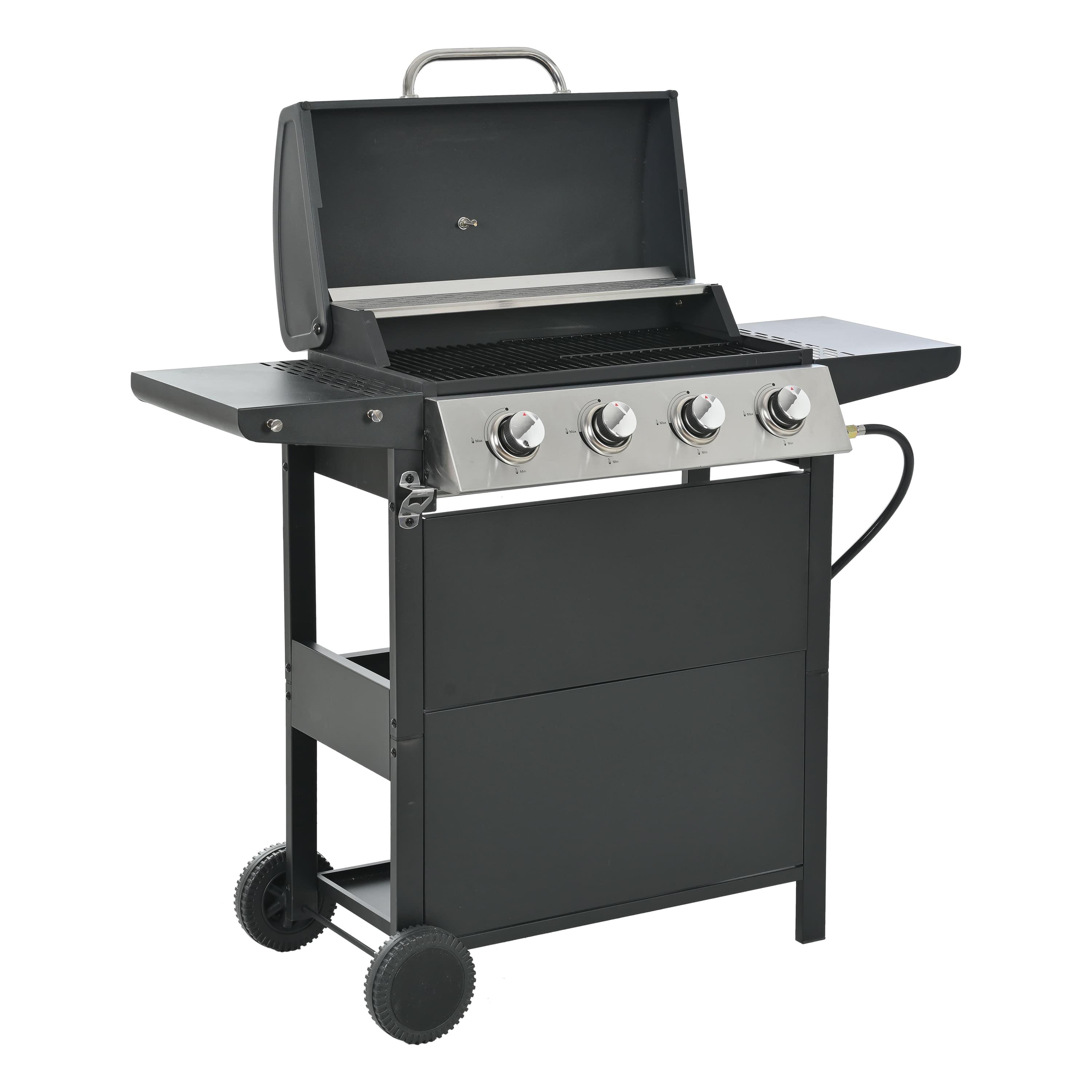 4 Burner Black Stainless Steel Propane Gas Grill with Digital Temperature Control