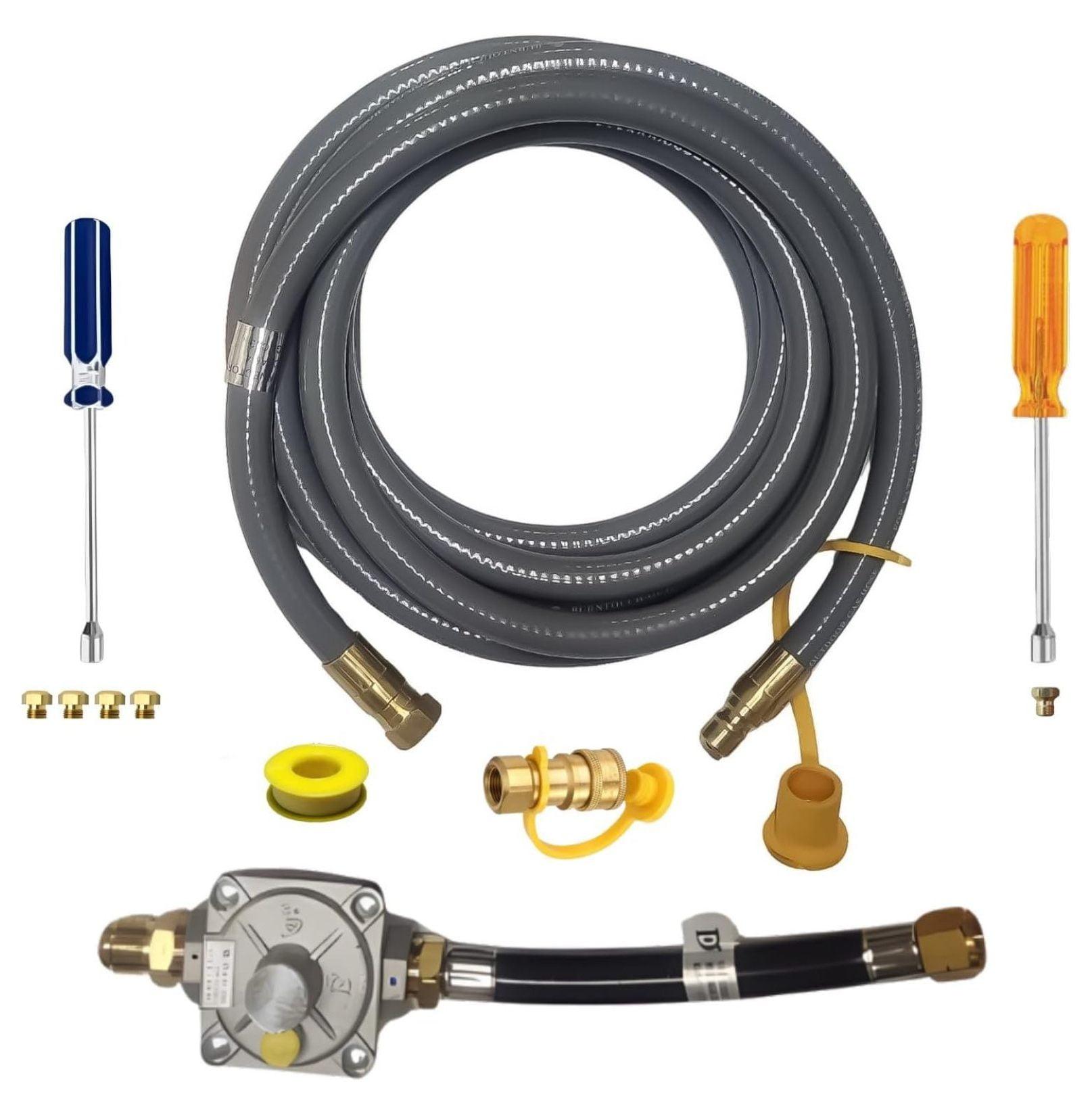 Propane to Natural Gas Conversion Kit Fit for Weber Genesis II 330/335 with NG Regulator, Orifice Kit, and 10' Grill Hose - Convert Your Grill from LP to Natural Gas with an Easy Install!