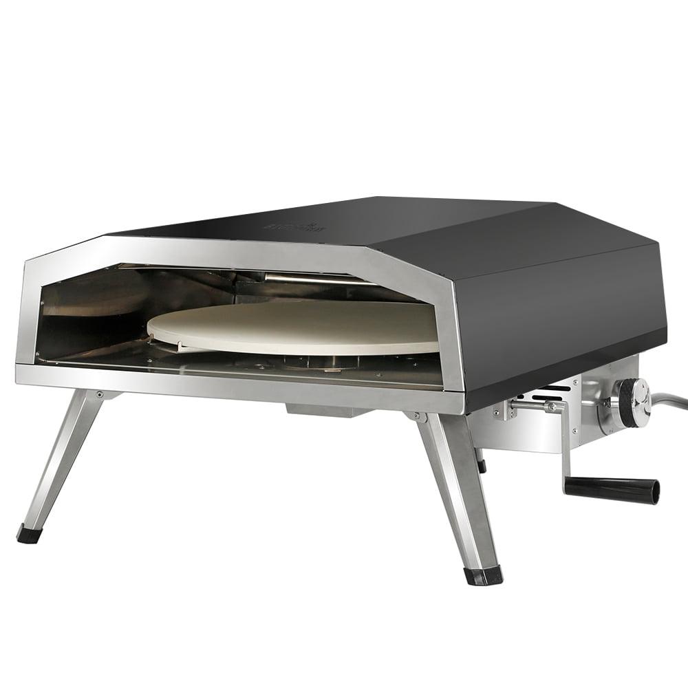 16'' Black Stainless Steel Outdoor Gas Pizza Oven with Rotating Stone