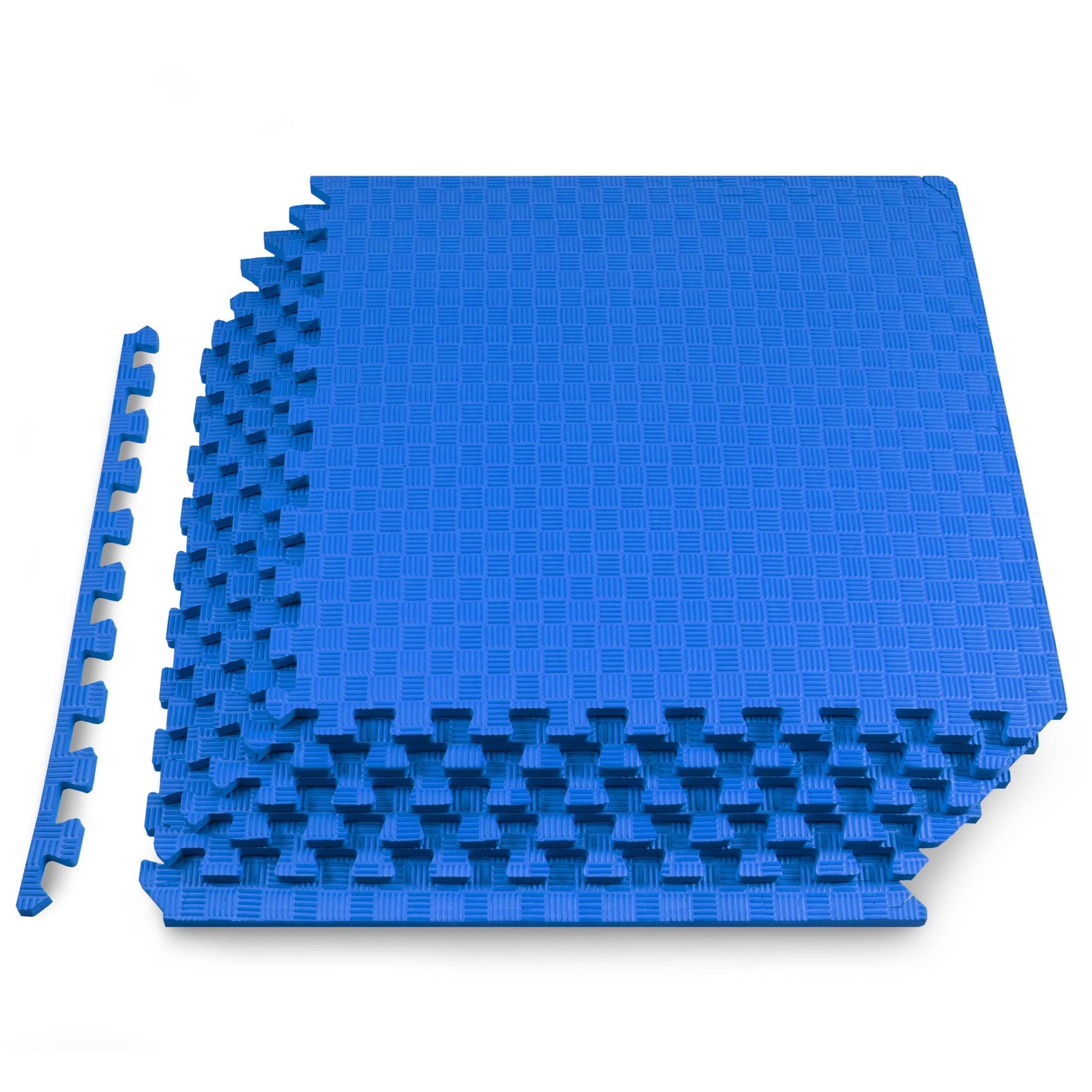 ProsourceFit Checkered Puzzle Exercise Mat 1/2-in, Blue, 24 Sq Ft - 6 Tiles