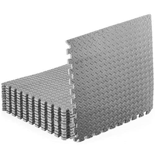 ProsourceFit Exercise Puzzle Mat 1/2-in, Grey, 144 Sq Ft - 36 Tiles