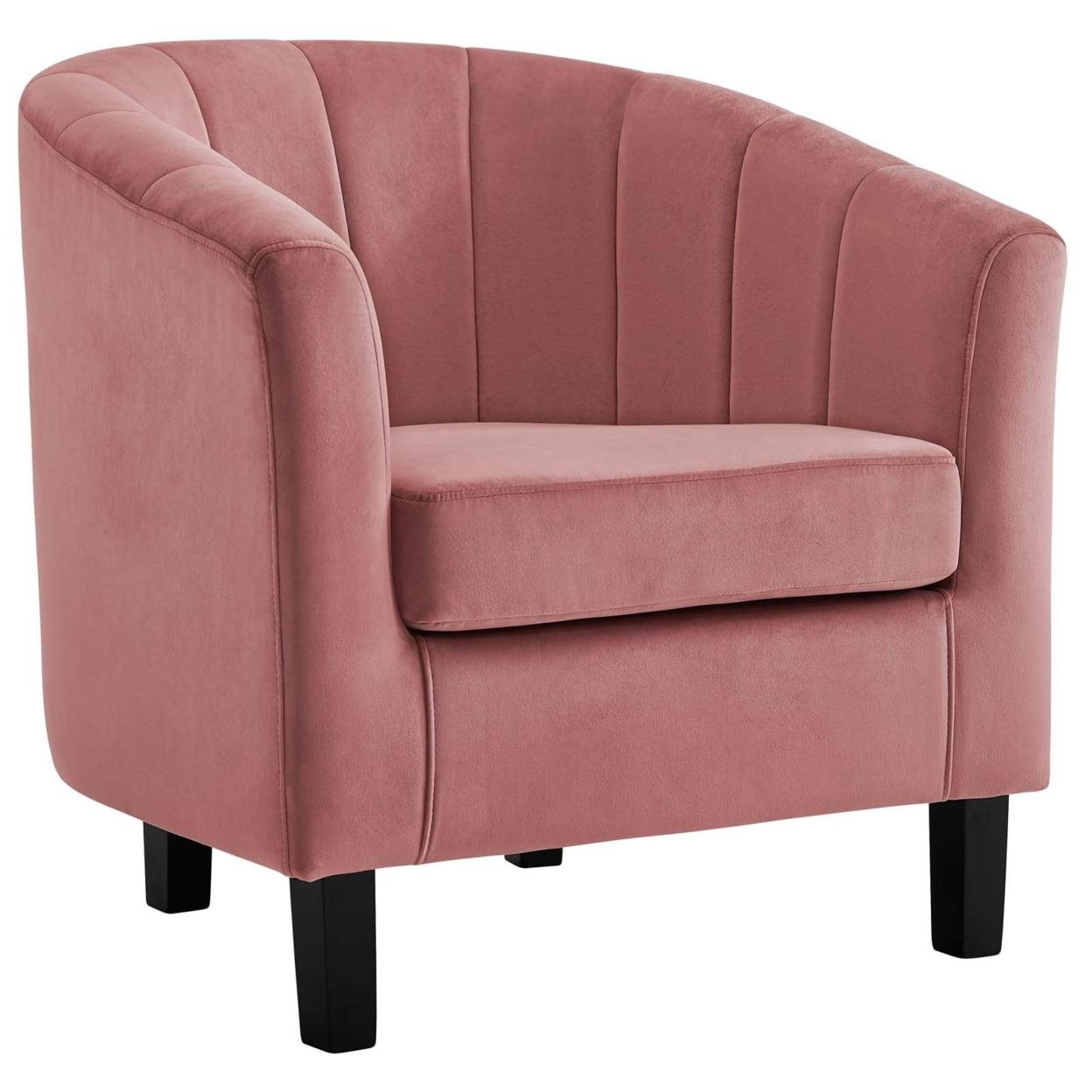 Modway Prospect Channel Tufted Performance Velvet Armchair Dusty Rose