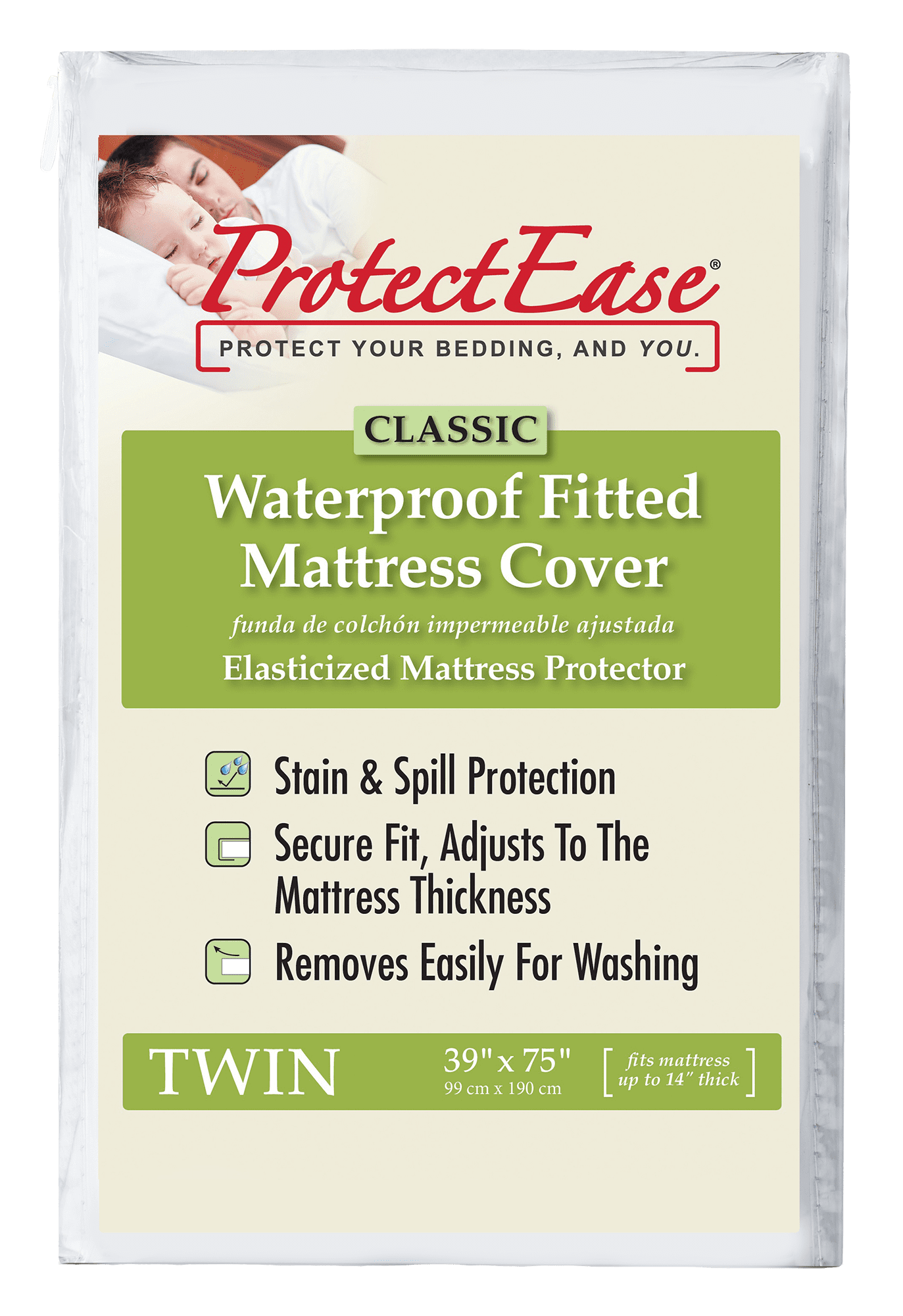 ProtectEase Classic Waterproof Fitted Mattress Protector, Twin