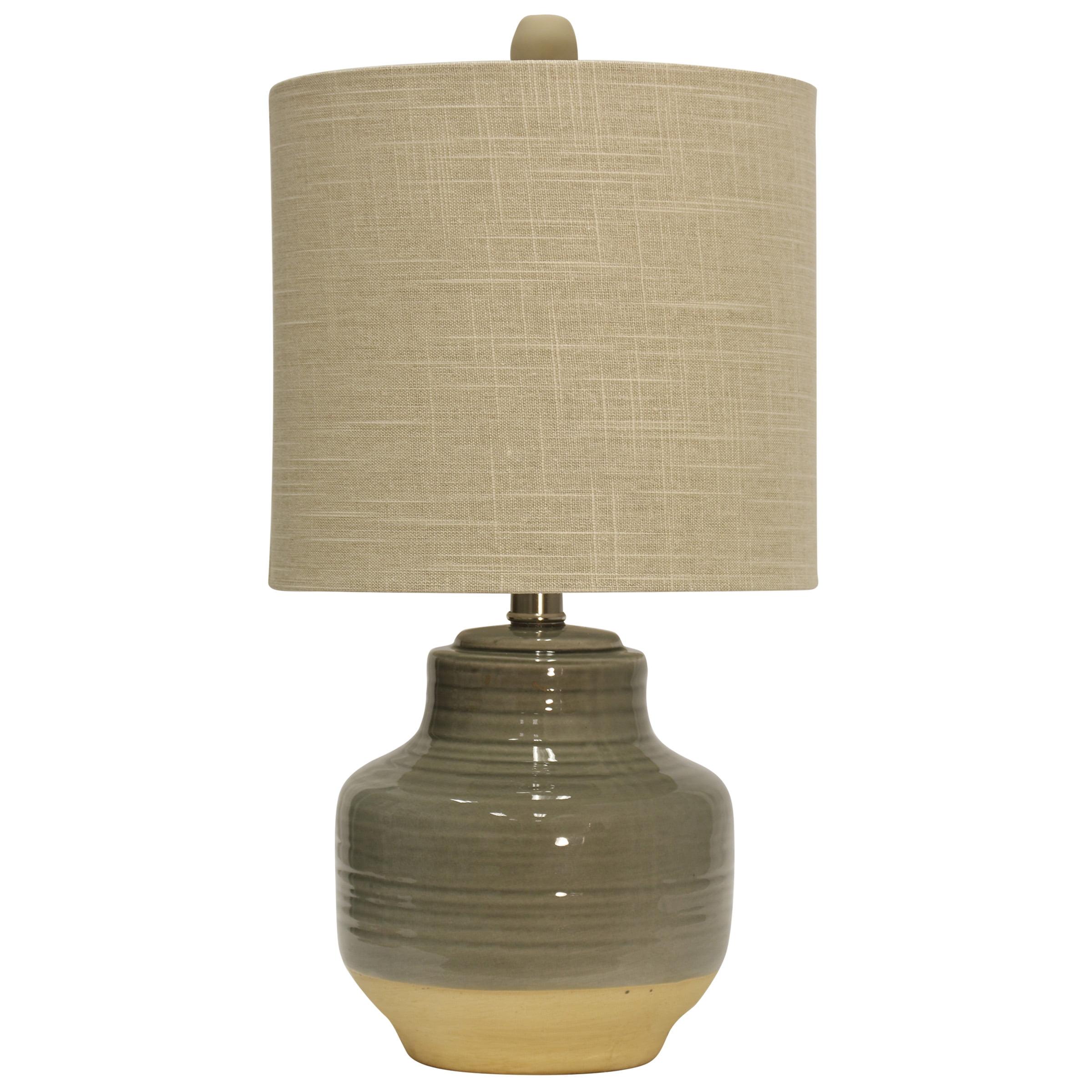 Prova 20" Grey Ceramic Table Lamp with Beige Hardback Shade