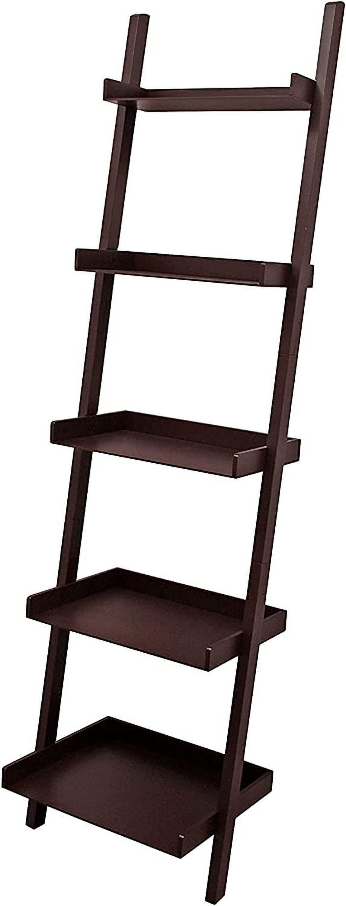 Espresso Modern 5-Tier Ladder Bookshelf in Sleek Wood Finish