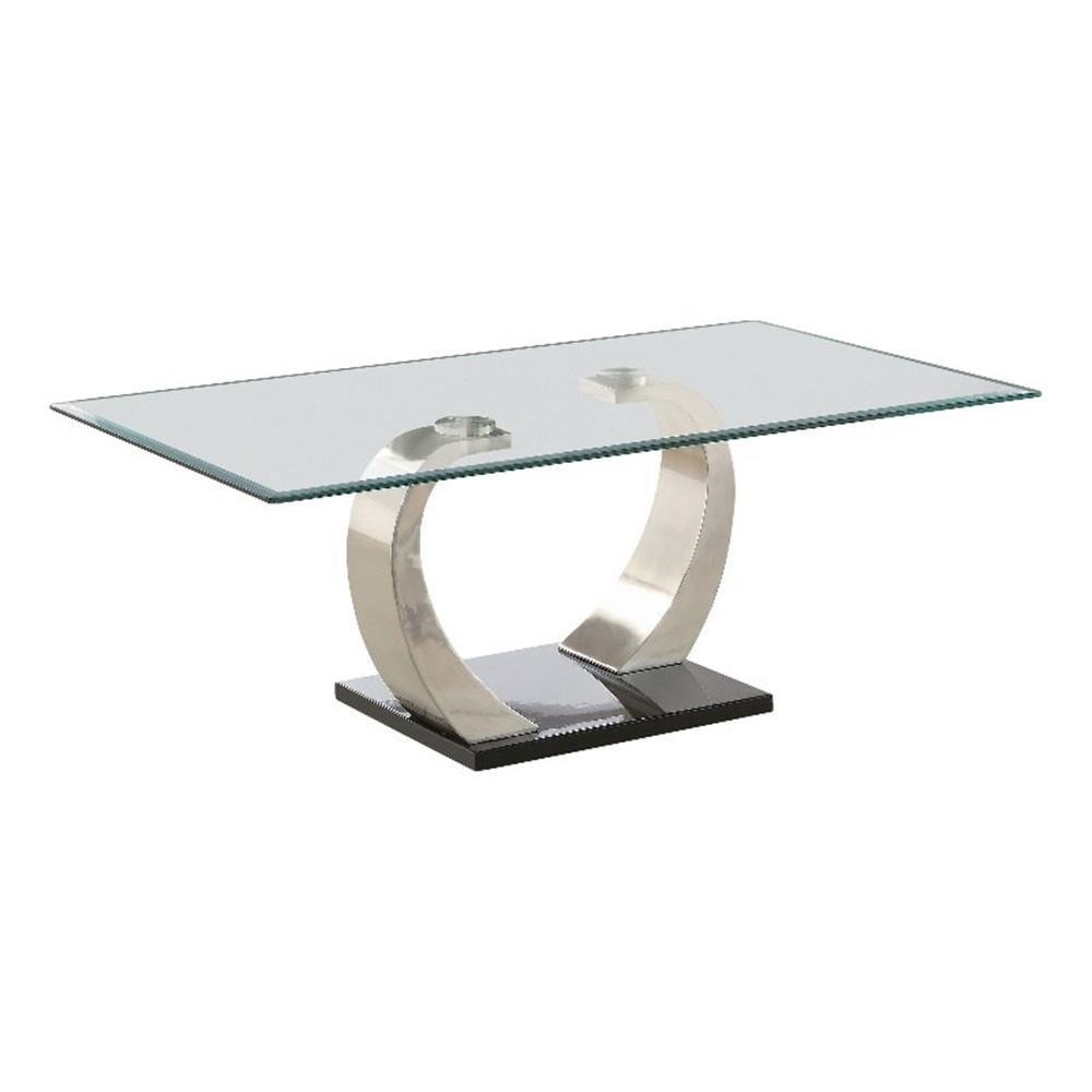 Coaster Pruitt Modern Glass Top Coffee Table Clear /Satin