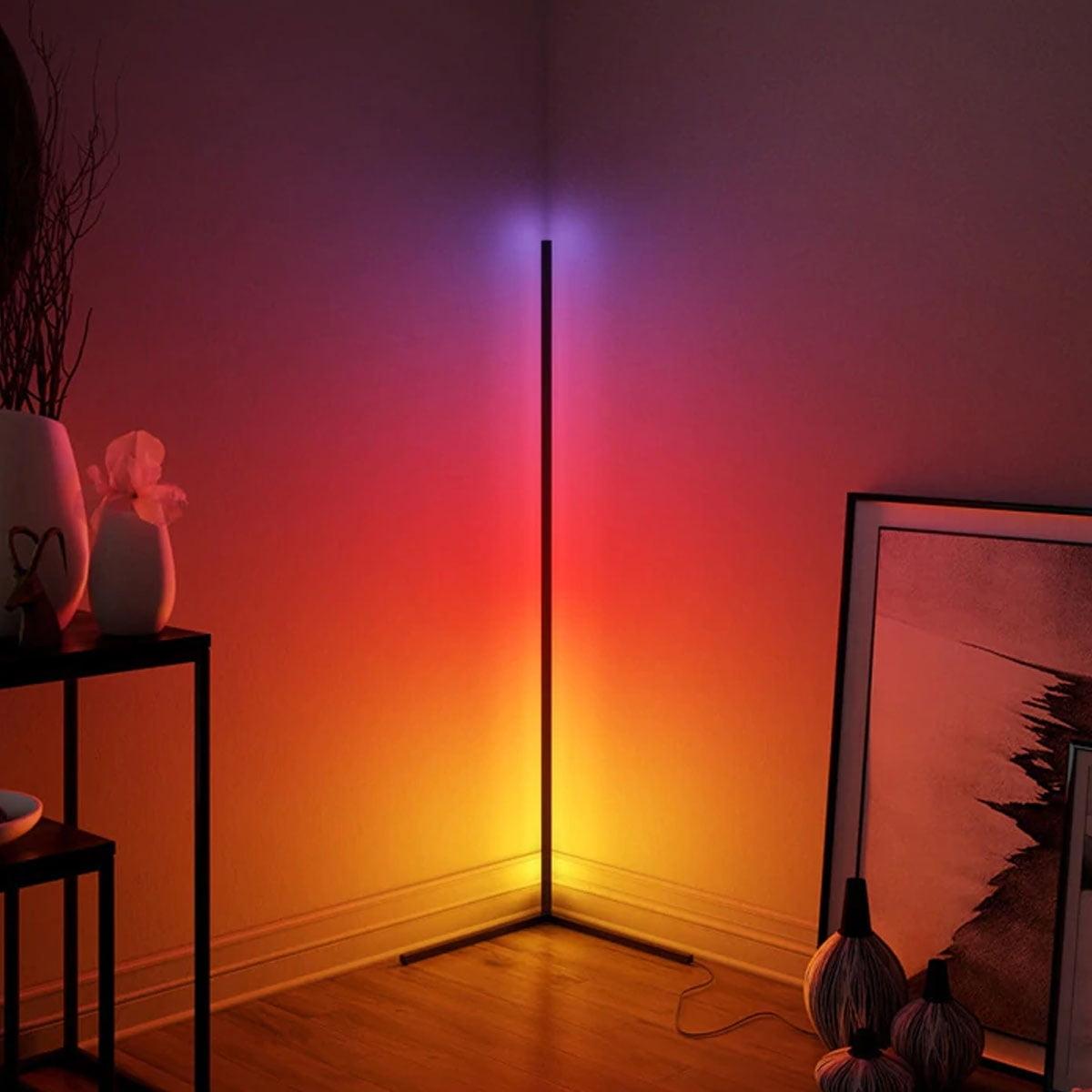 Kids' Modern White and Multicolor LED Corner Floor Lamp