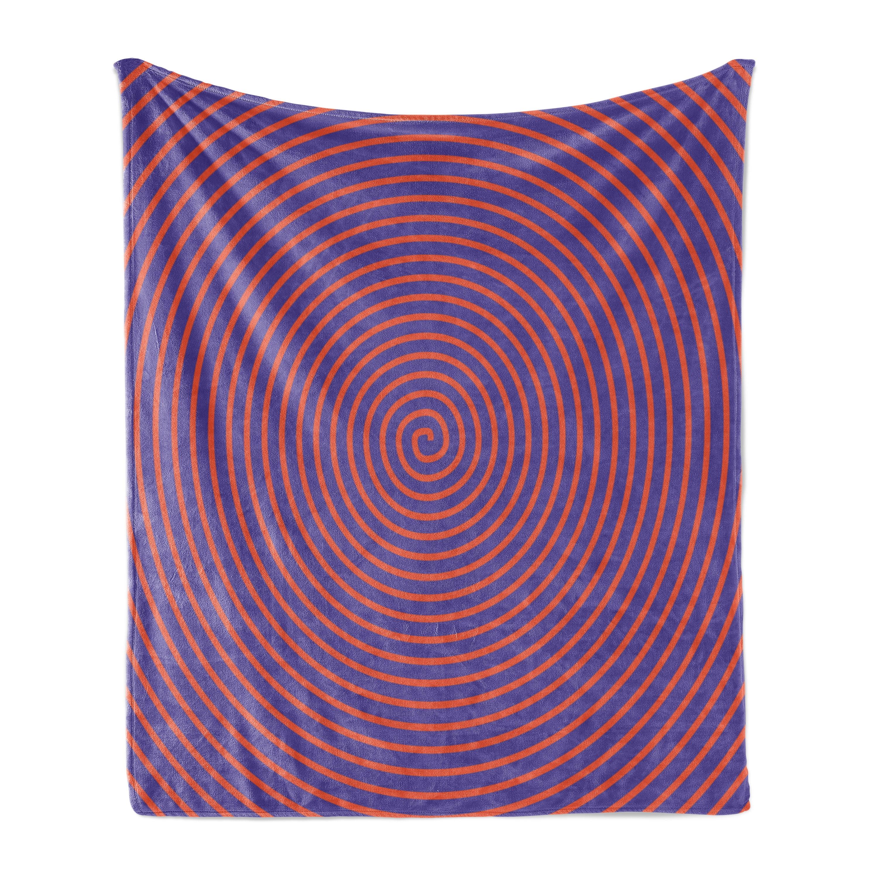 Ambesonne Psychedelic Fleece Throw Blanket Hypnotic Spiral Violet Orange