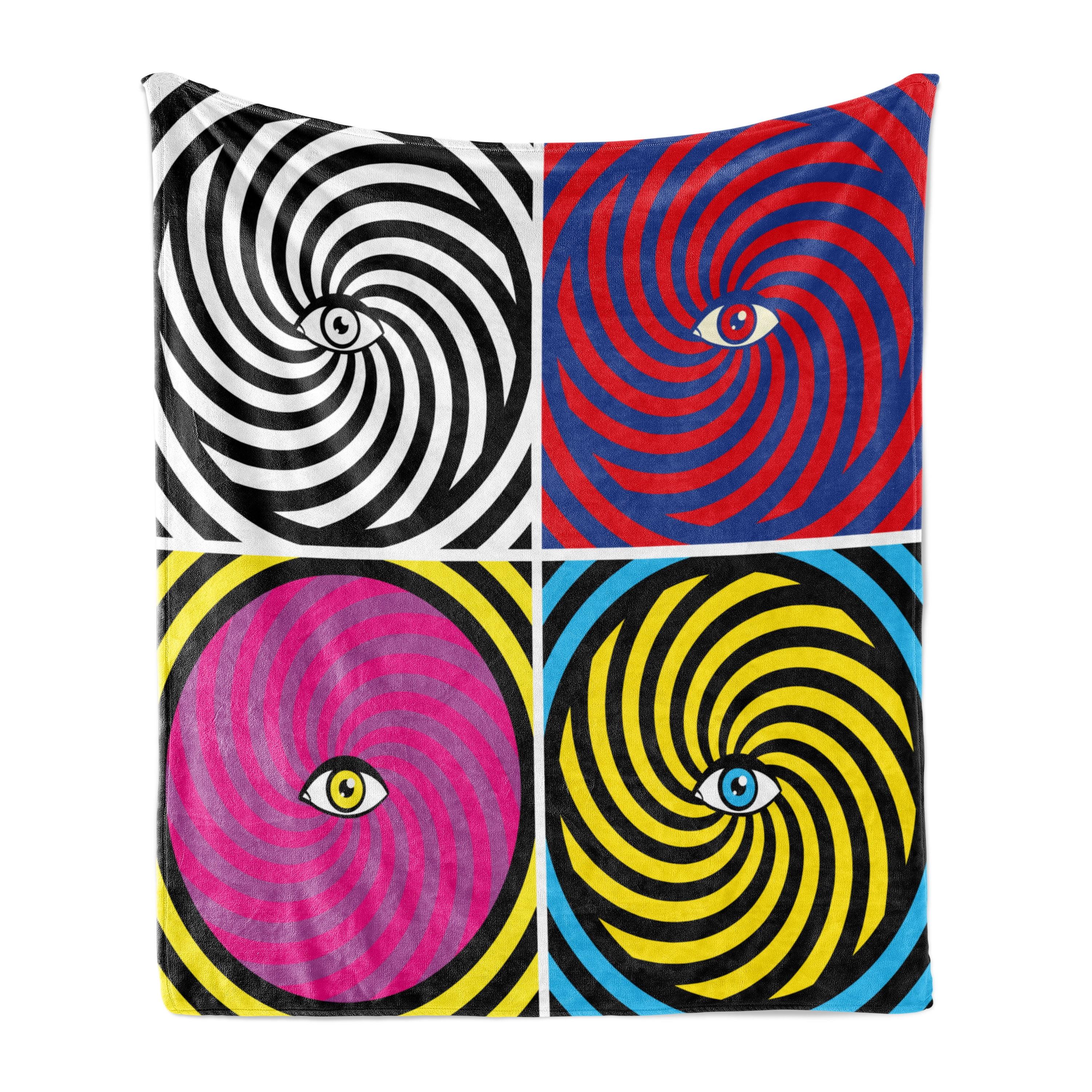 Ambesonne Psychedelic Fleece Throw Blanket Pop Art Hypnotic Multicolor