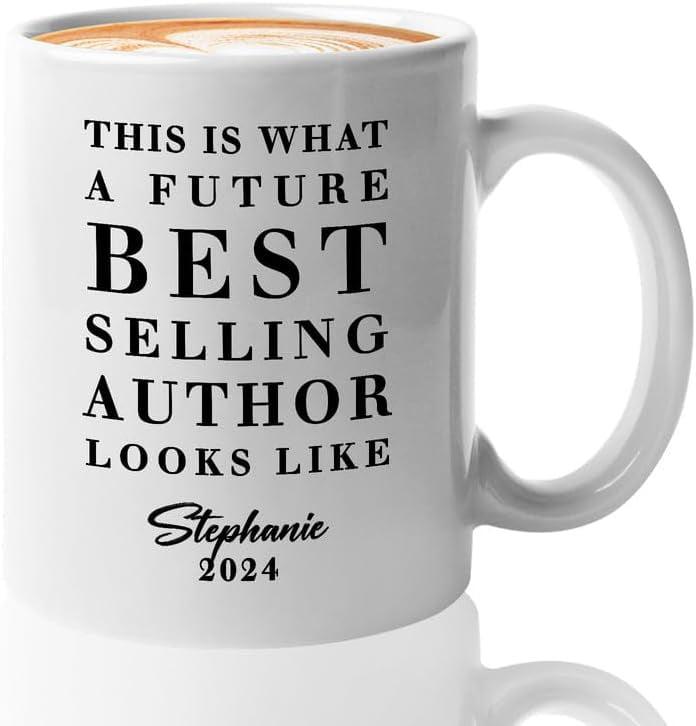 White Ceramic Personalized Published Author Coffee Mug