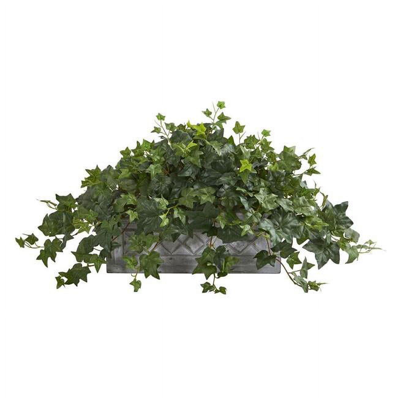 Compact Ivy Charm 24" Lush Green Potted Outdoor Artificial Plant