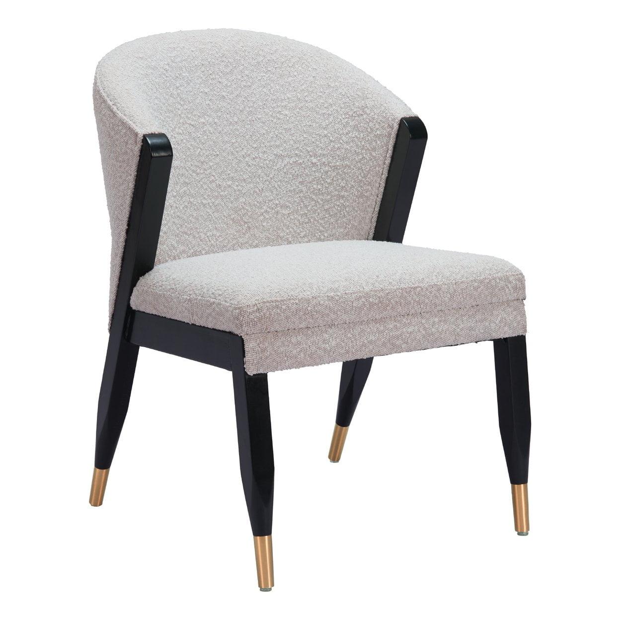 Misty Gray Upholstered Low Side Chair with Wood Frame