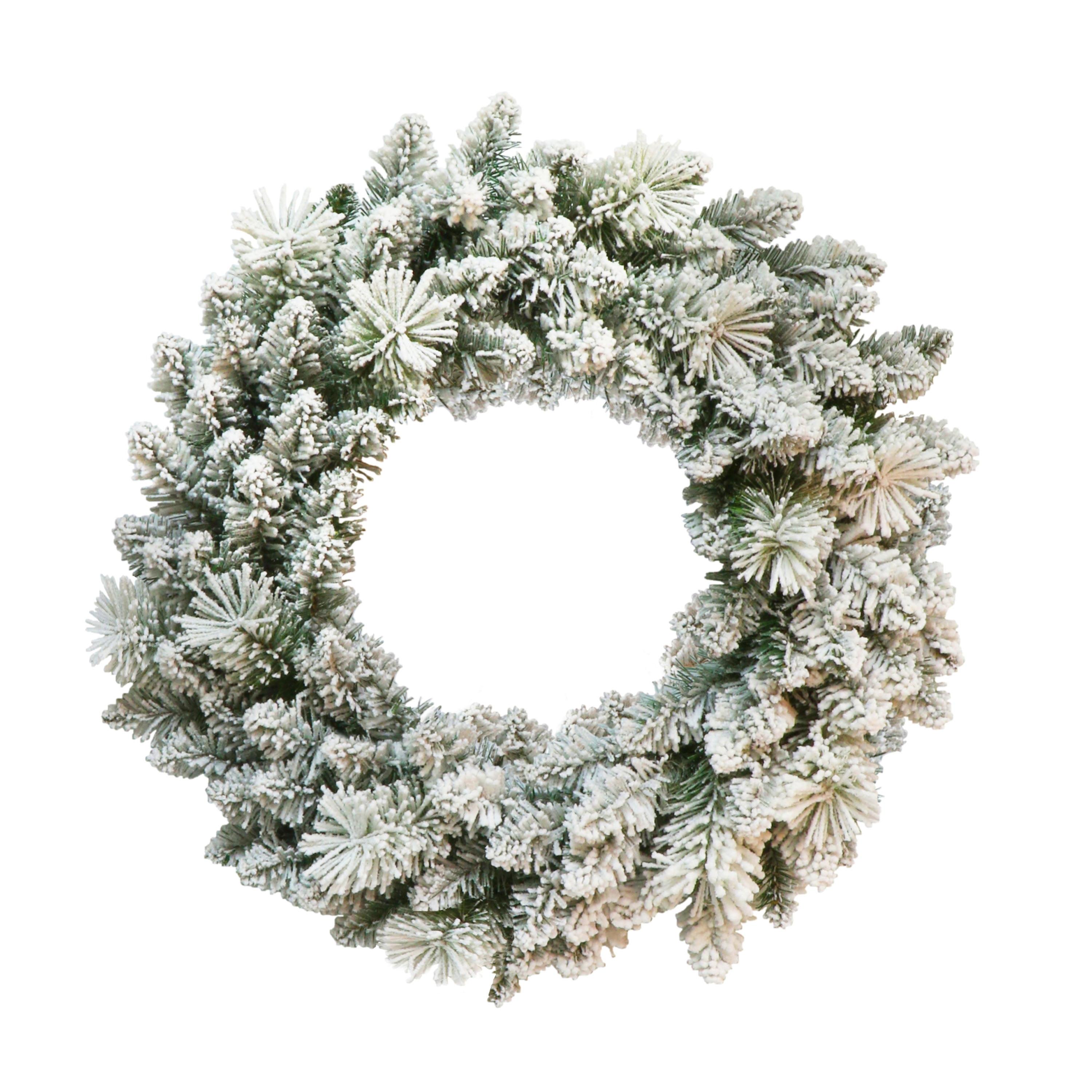 24" Flocked Green Pine Artificial Christmas Wreath