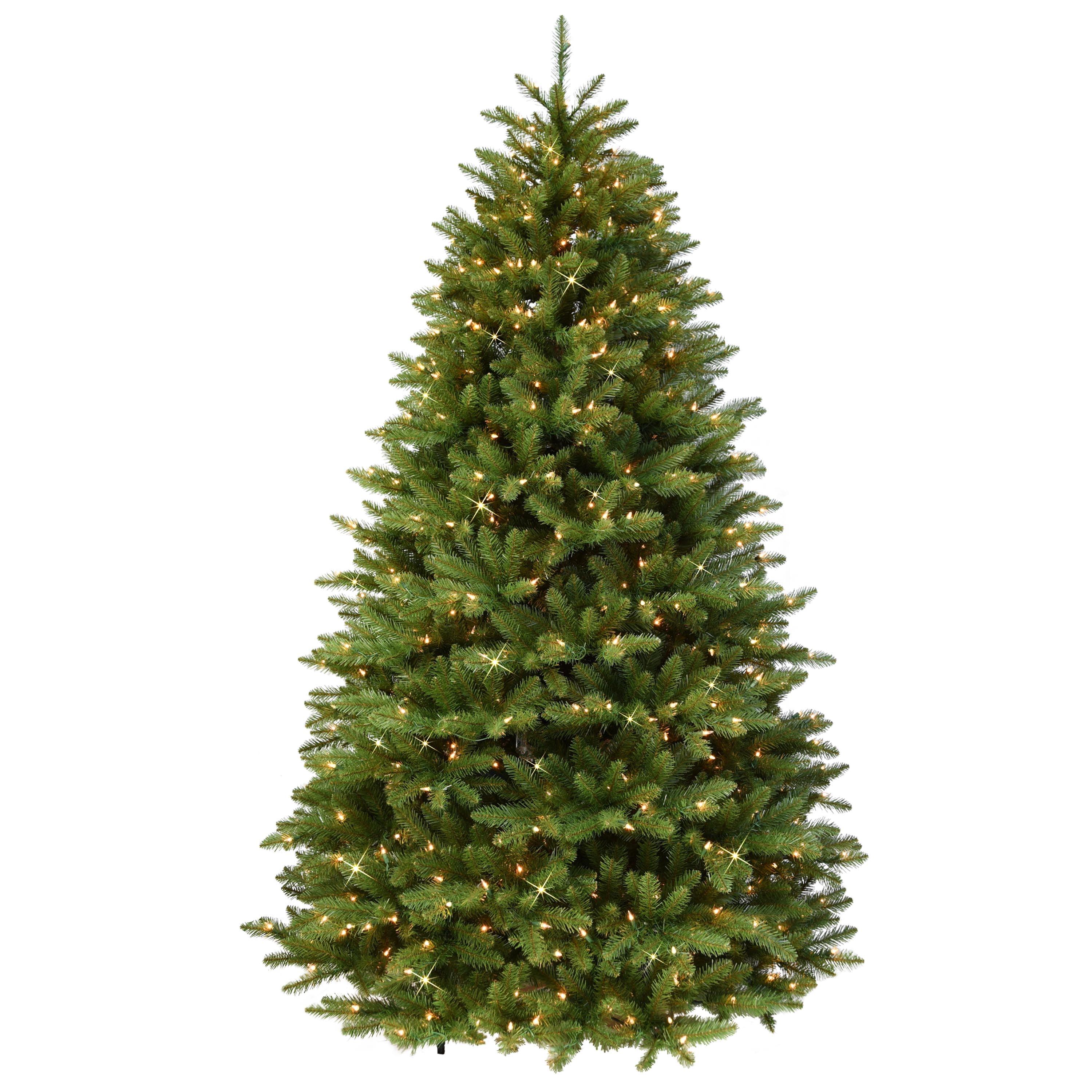 Puleo International 7.5' Pre-lit Fraser Fir Grand Tree w/ bottom row of branches near the floor Artificial Christmas Tree with 750 UL-Listed Clear Lights