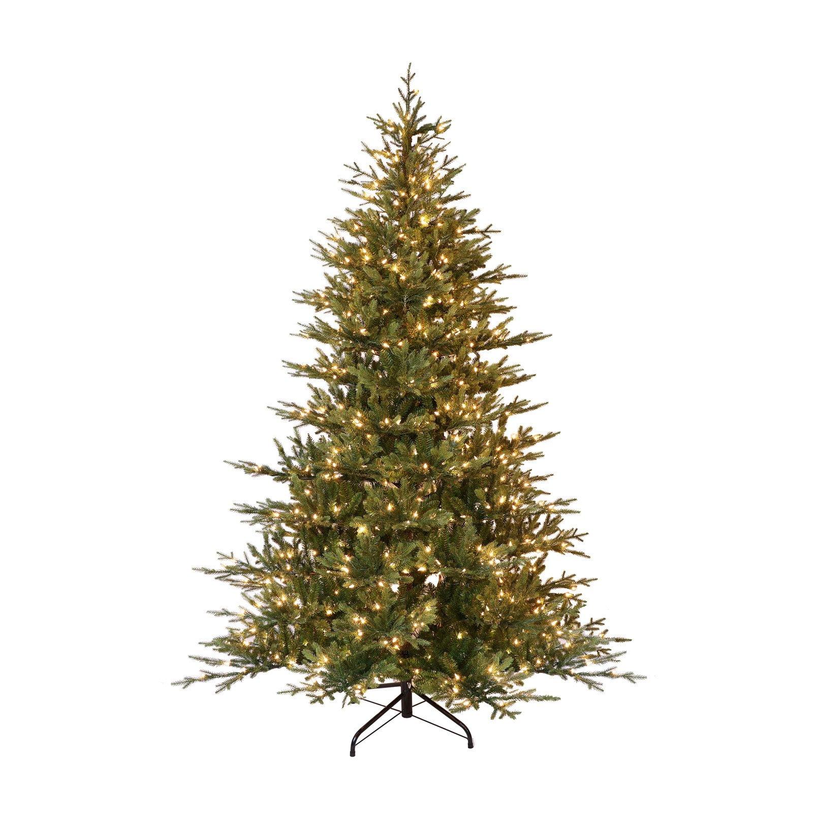 7.5-Foot Pre-Lit Balsam Fir Artificial Christmas Tree with White Lights