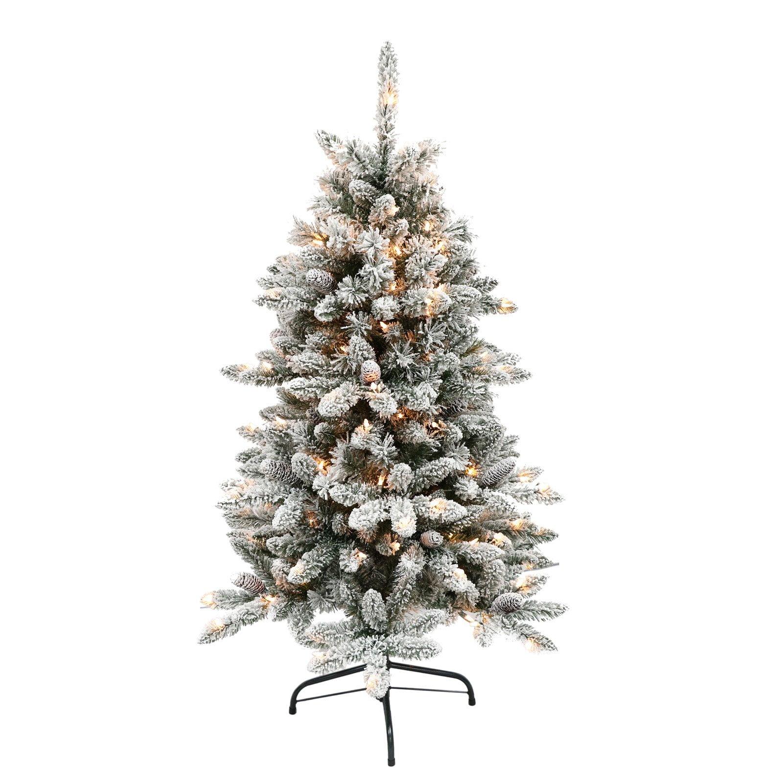 Winter Whisper 4.5' Pre-Lit Flocked Fir Artificial Christmas Tree with Warm White Lights