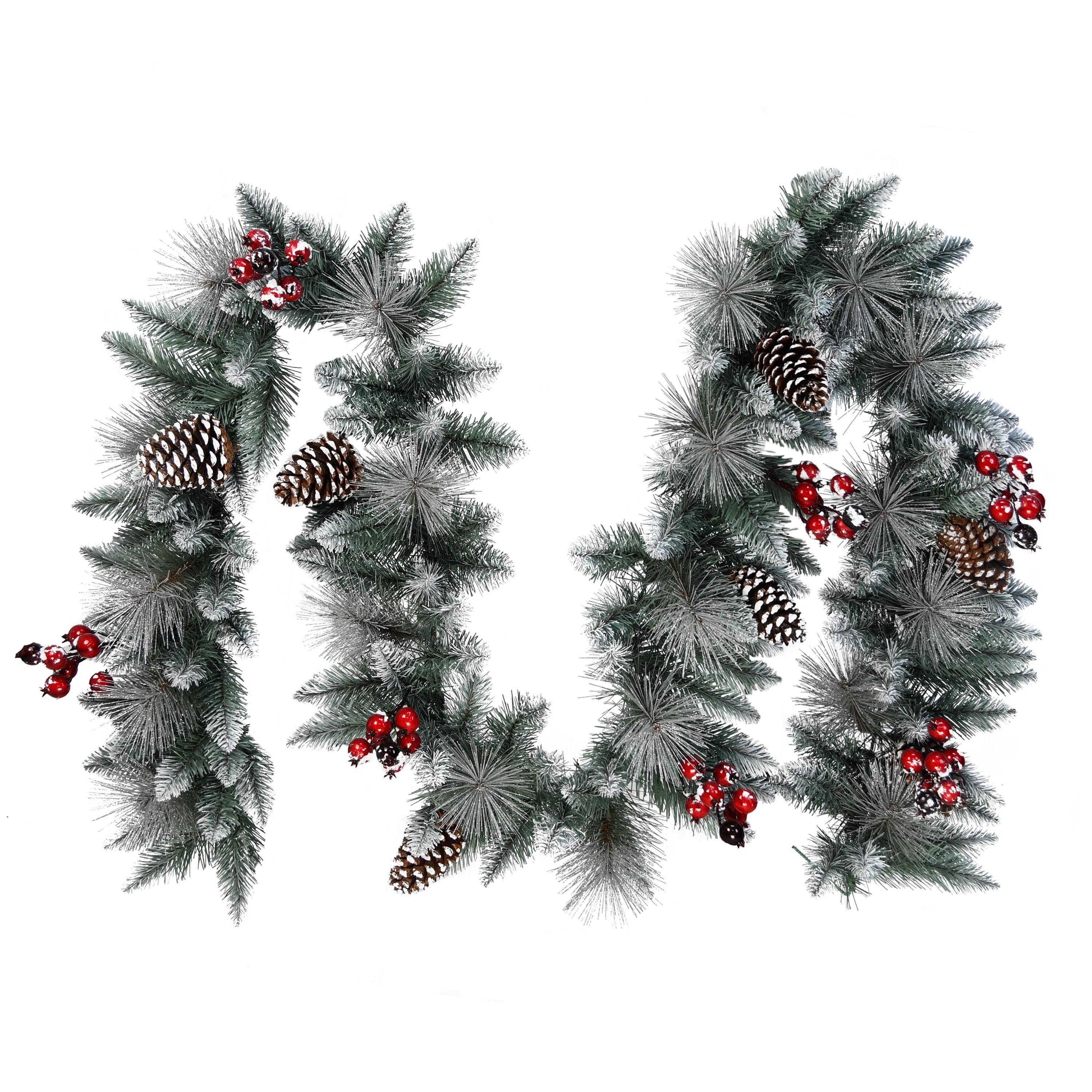 Green Pine Cone and Berry Artificial Christmas Garland