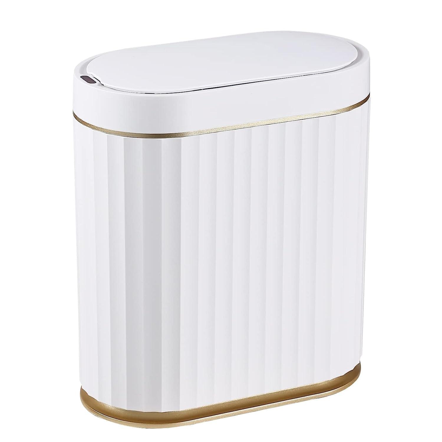 Golden White Oval Touchless Automatic Trash Can, 10L