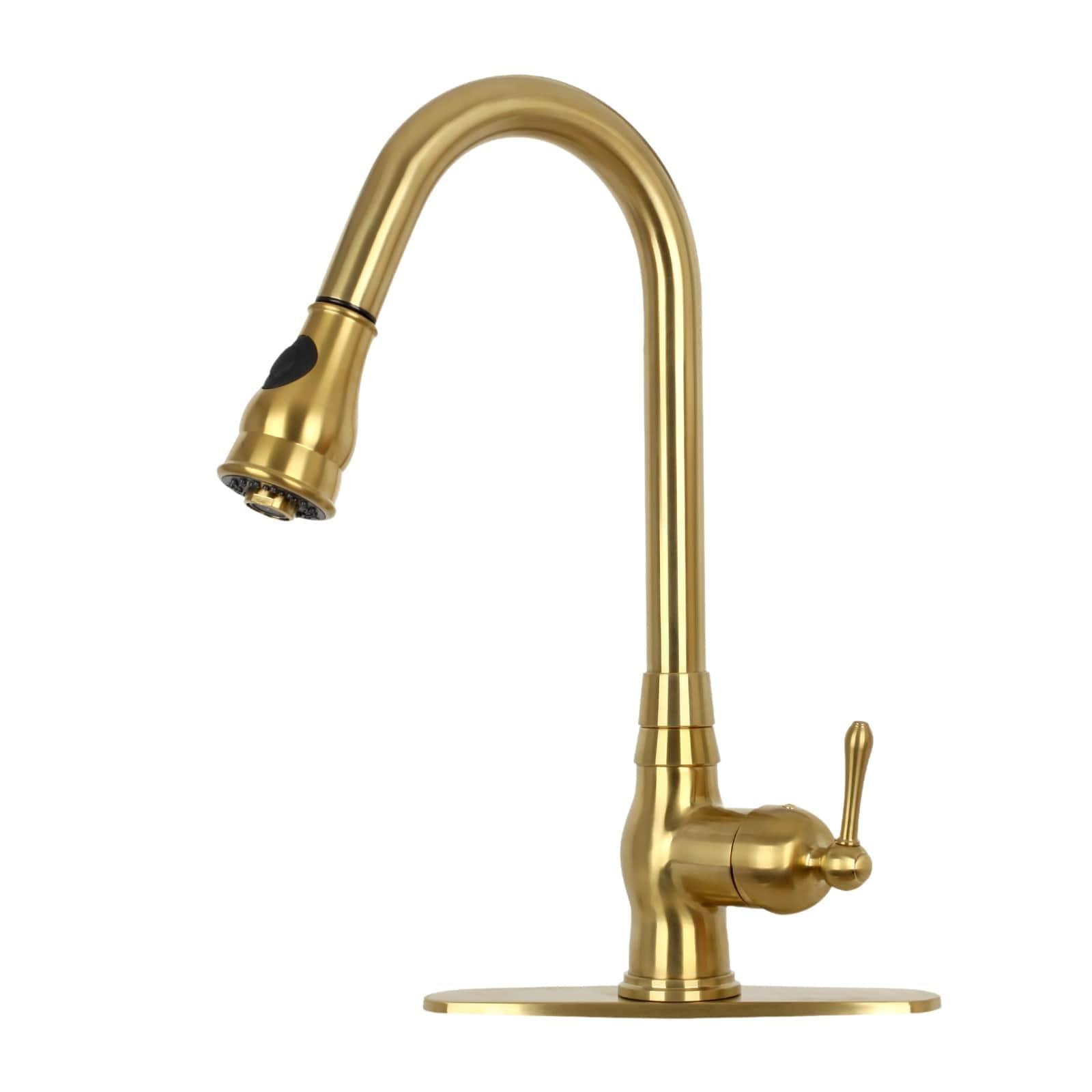 Pull Down Kitchen Faucet Single Handle Sink Faucet With Deck Plate